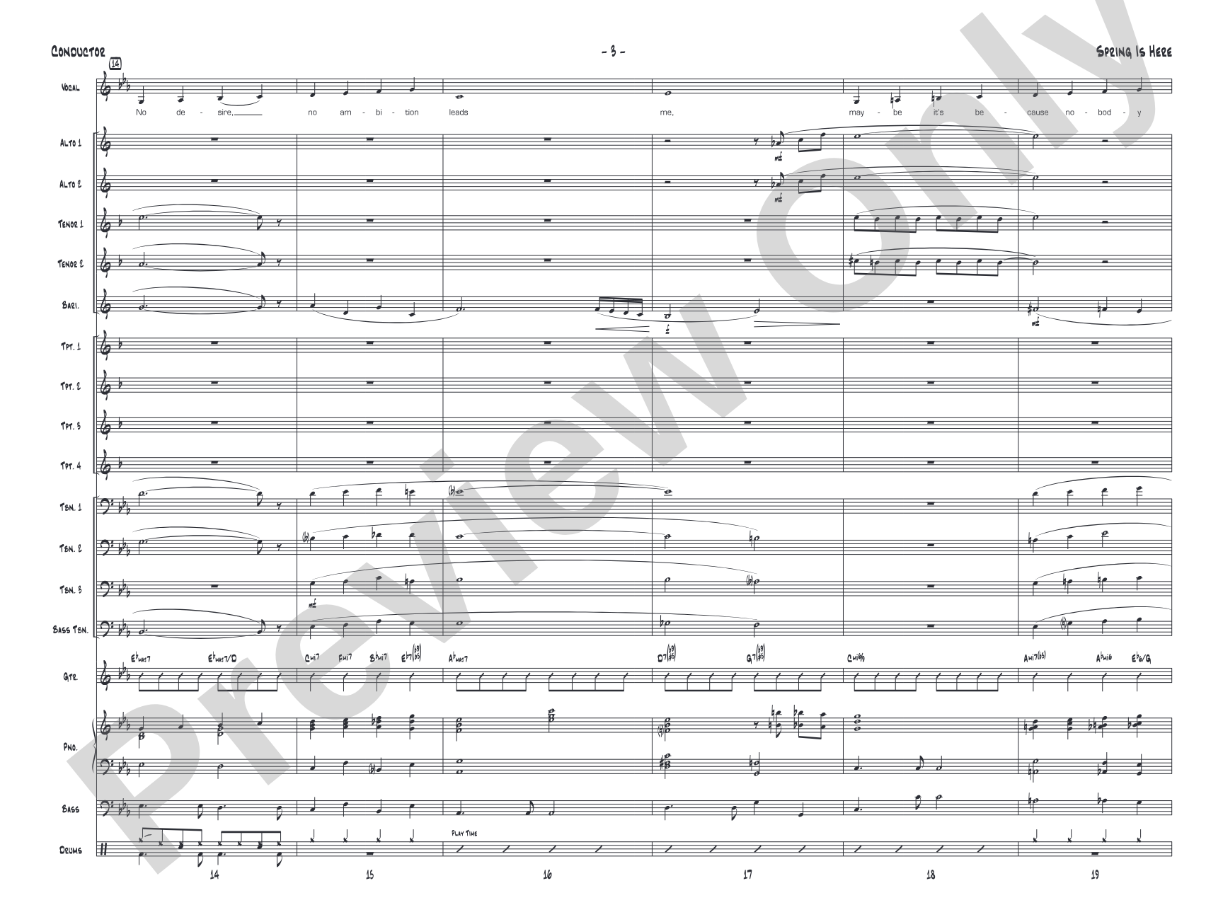 Spring Is Here: Jazz Ensemble Conductor Score & Parts