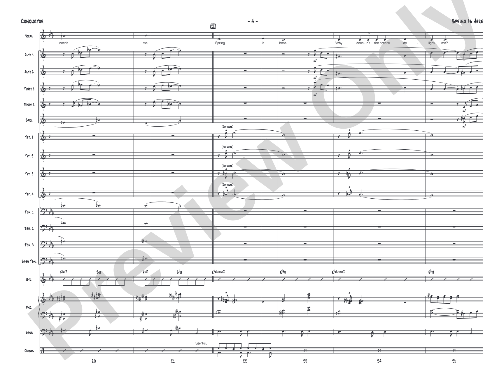 Spring Is Here: Jazz Ensemble Conductor Score & Parts