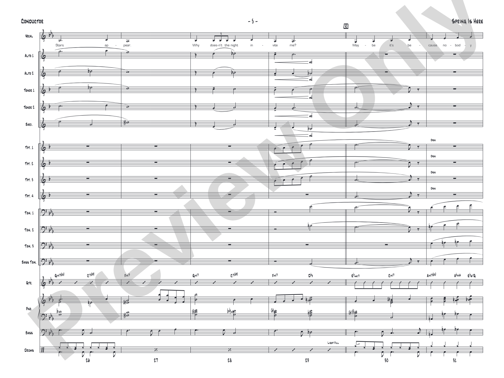 Spring Is Here: Jazz Ensemble Conductor Score & Parts