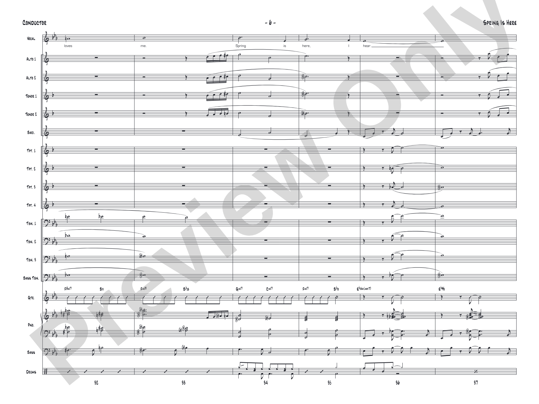 Spring Is Here: Jazz Ensemble Conductor Score & Parts