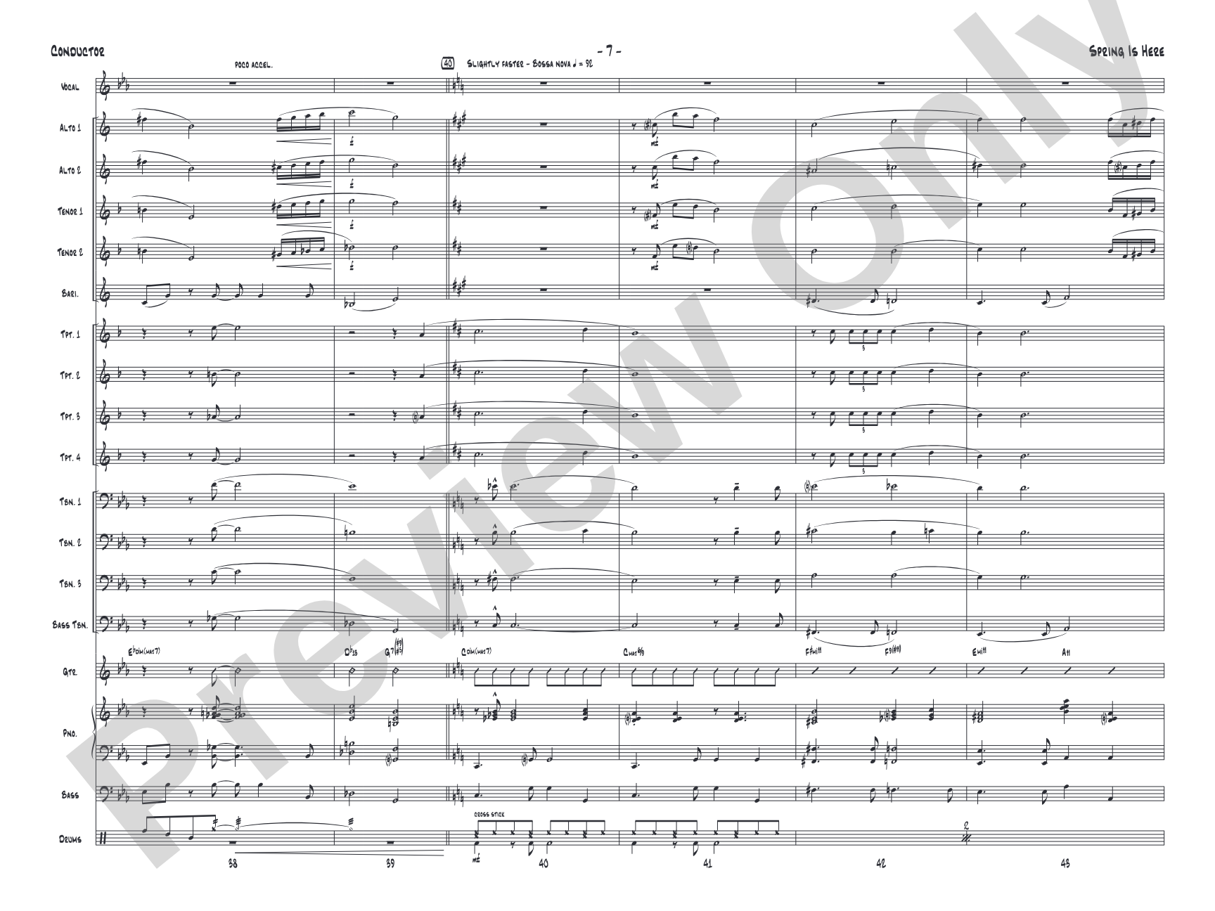 Spring Is Here: Jazz Ensemble Conductor Score & Parts