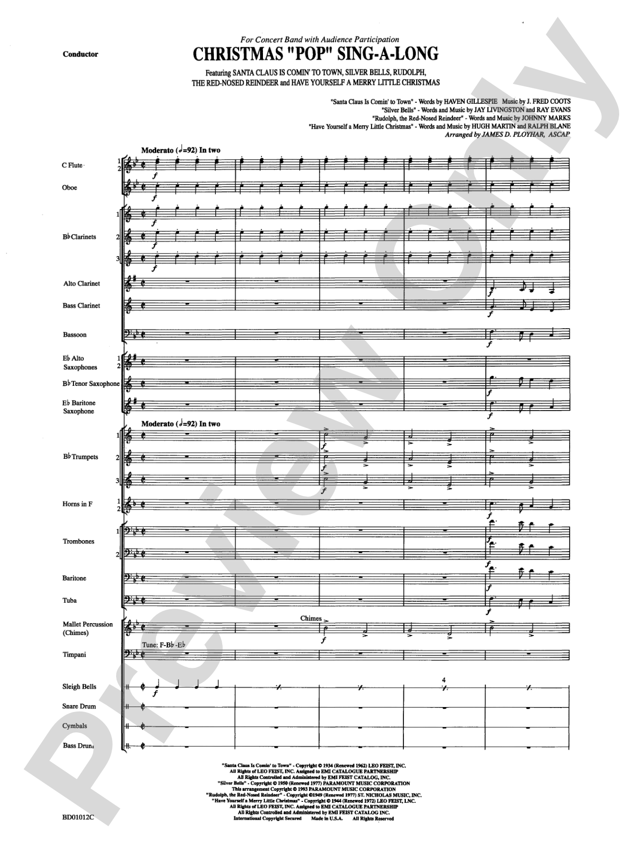 Christmas "Pop" Sing Along (for Concert Band with Audience Participation): Concert Band Conductor Score & Parts