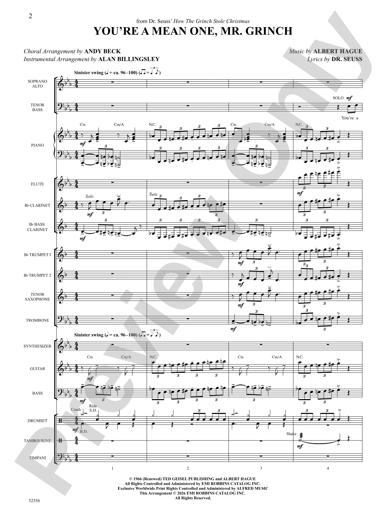 YOU'RE A MEAN ONE MR GRINCH/DIG SPX: Choral SoundPax Digital Download
