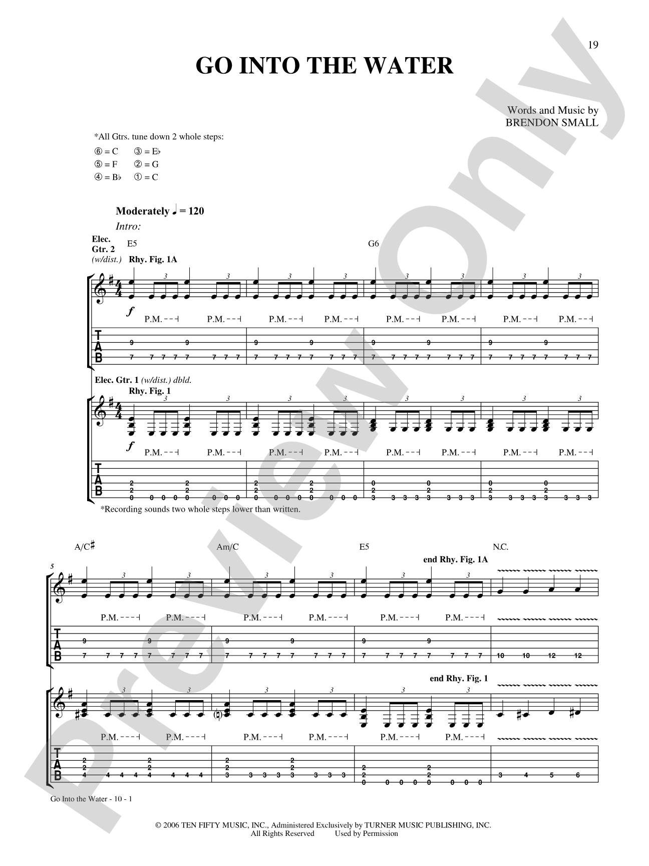 Go Into the Water: Authentic Guitar TAB