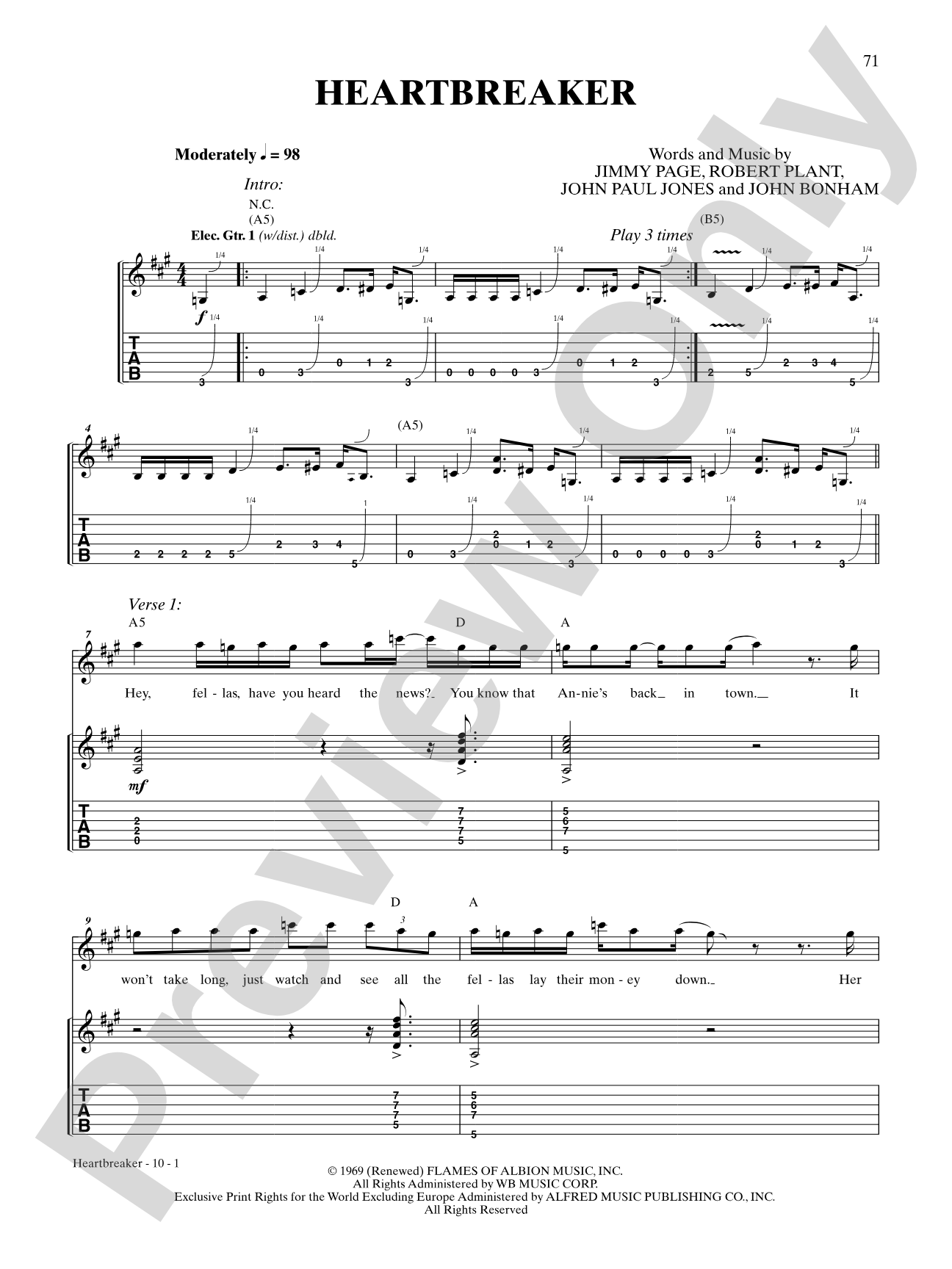 Heartbreaker: Authentic Guitar TAB