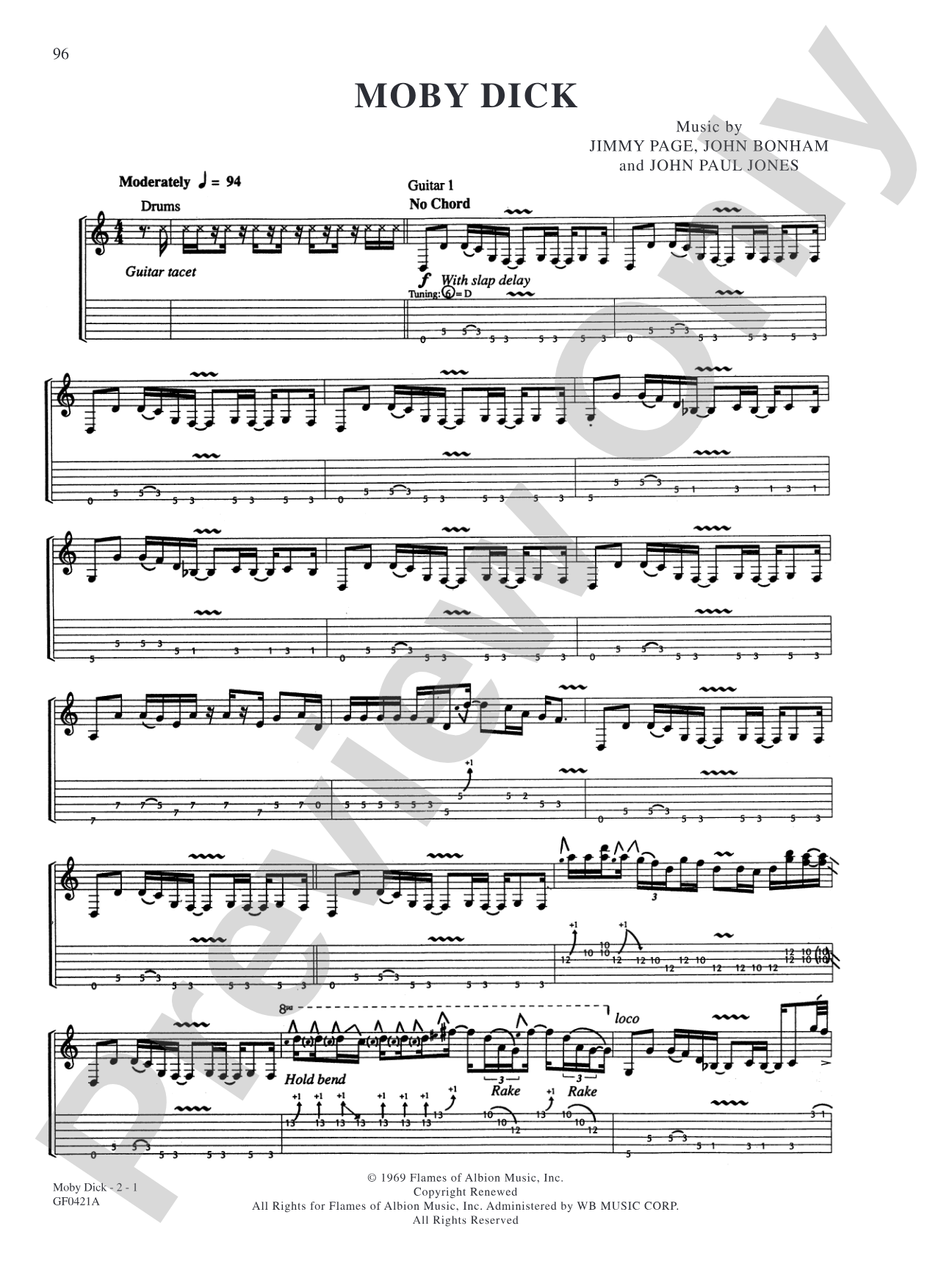 Moby Dick: Authentic Guitar TAB