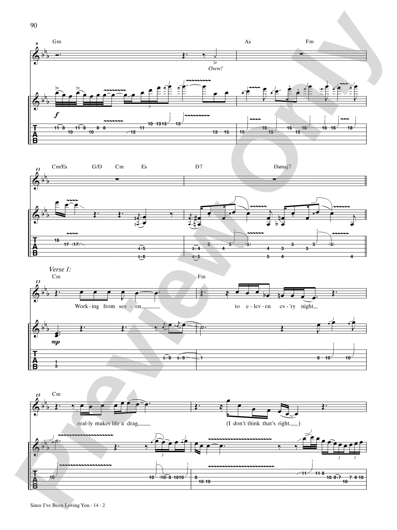 Since I've been loving you: Authentic Guitar TAB