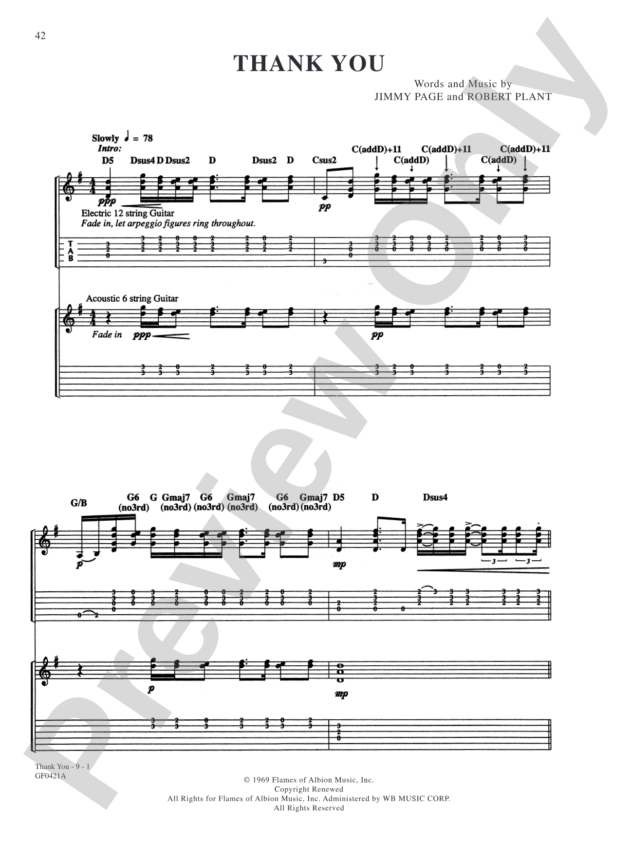 Thank You: Authentic Guitar TAB