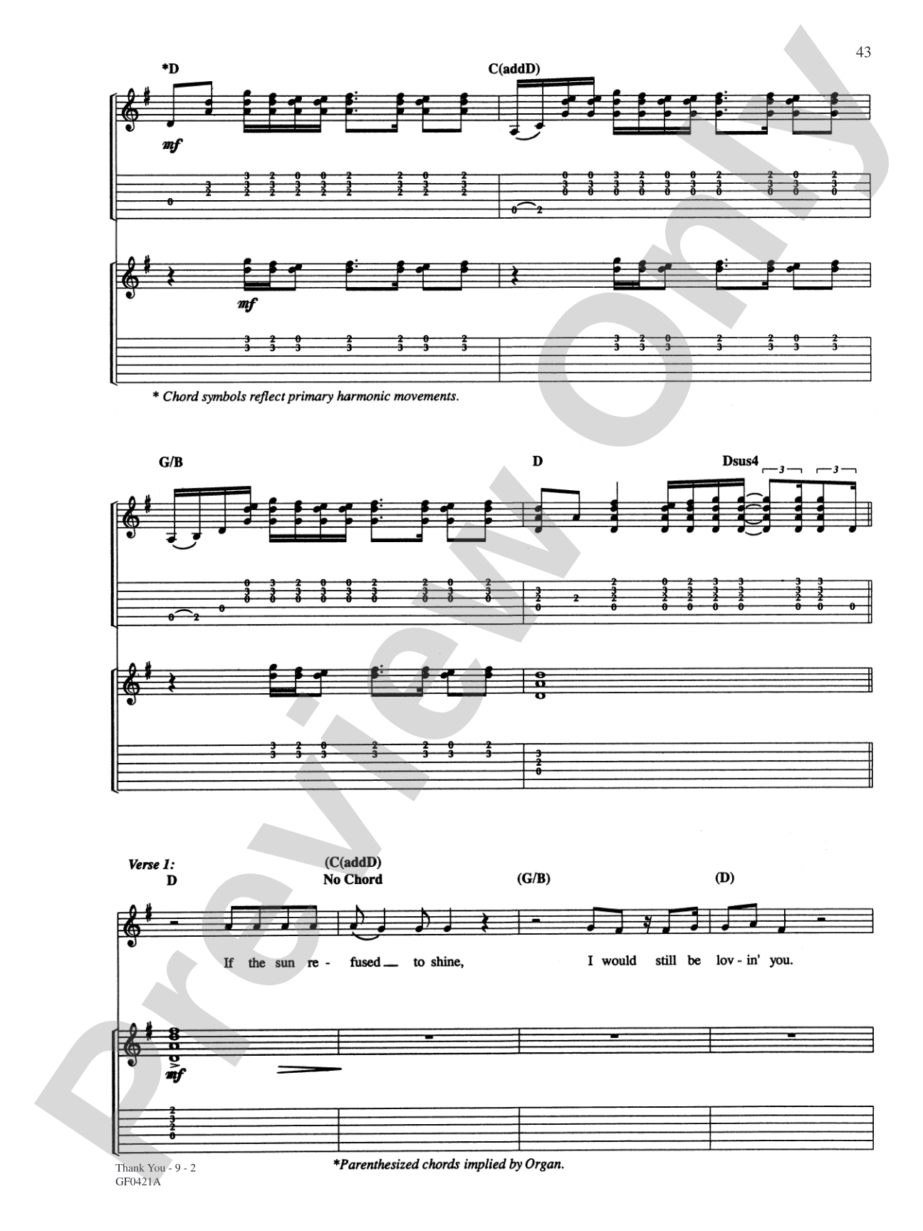 Thank You: Authentic Guitar TAB