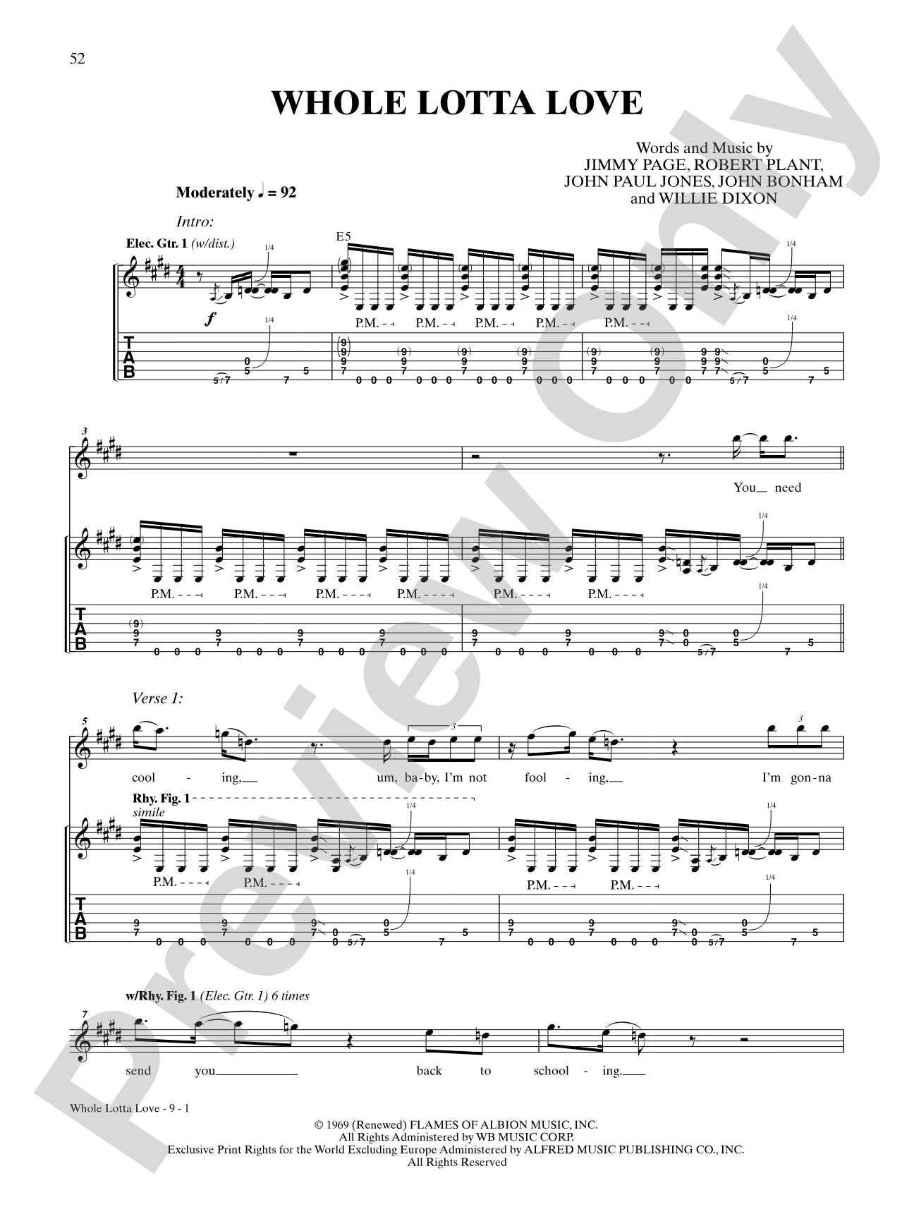 Whole Lotta Love: Authentic Guitar TAB