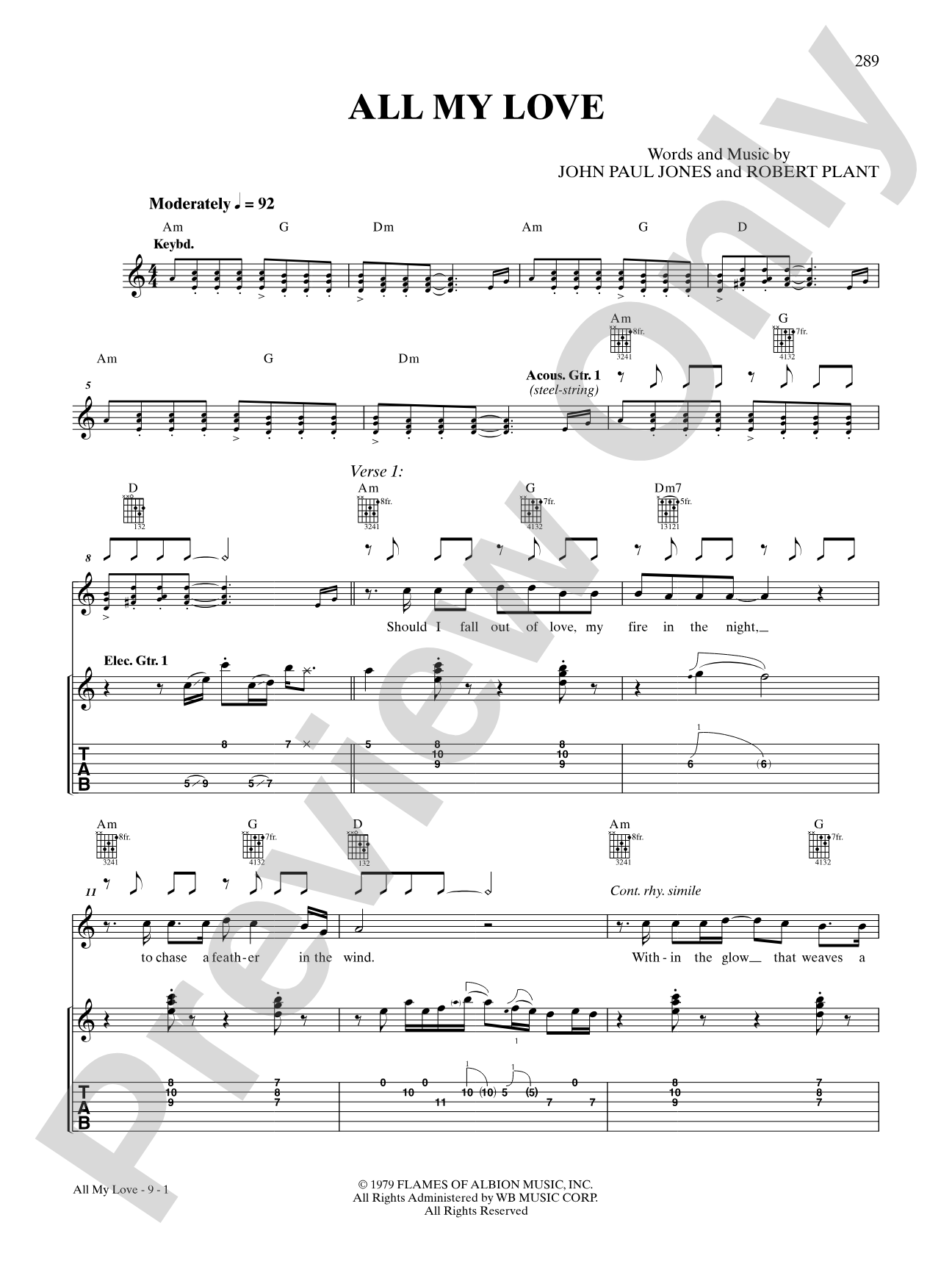 All My Love: Authentic Guitar TAB