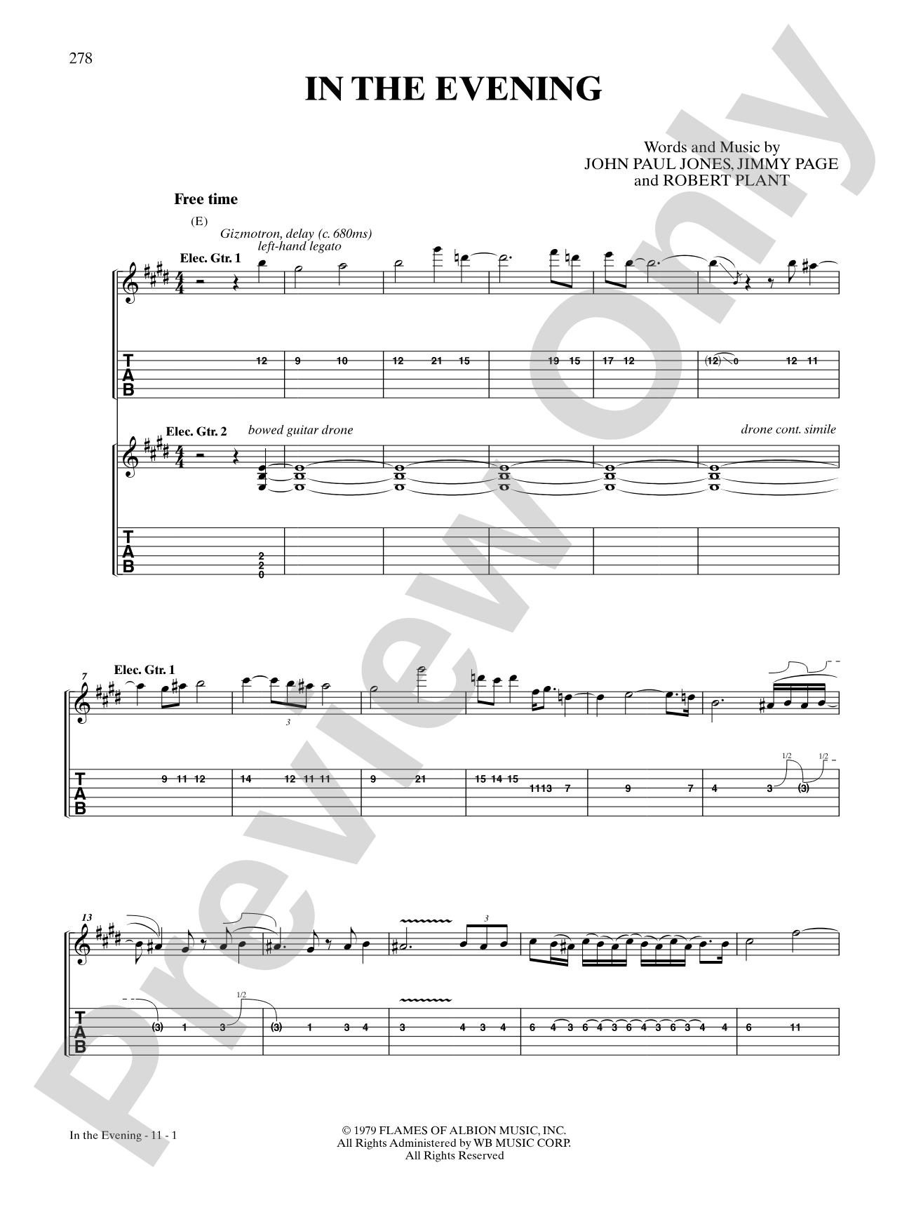 In the Evening: Authentic Guitar TAB