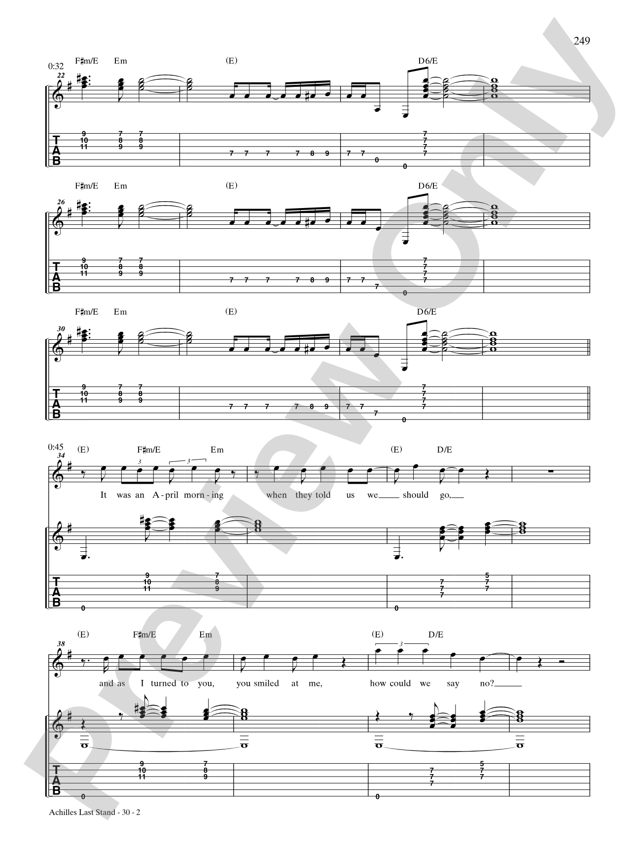 Achilles Last Stand: Authentic Guitar TAB