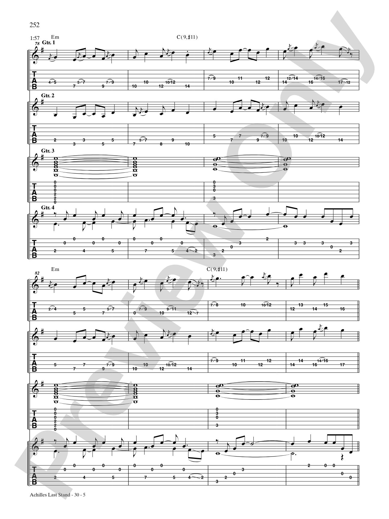 Achilles Last Stand: Authentic Guitar TAB