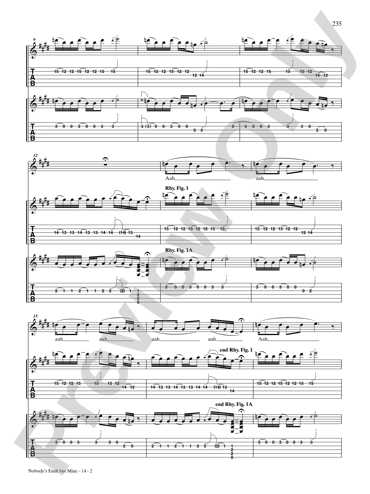 Nobody's Fault But Mine: Authentic Guitar TAB