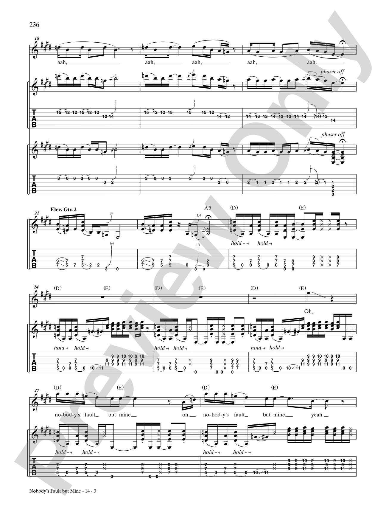 Nobody's Fault But Mine: Authentic Guitar TAB