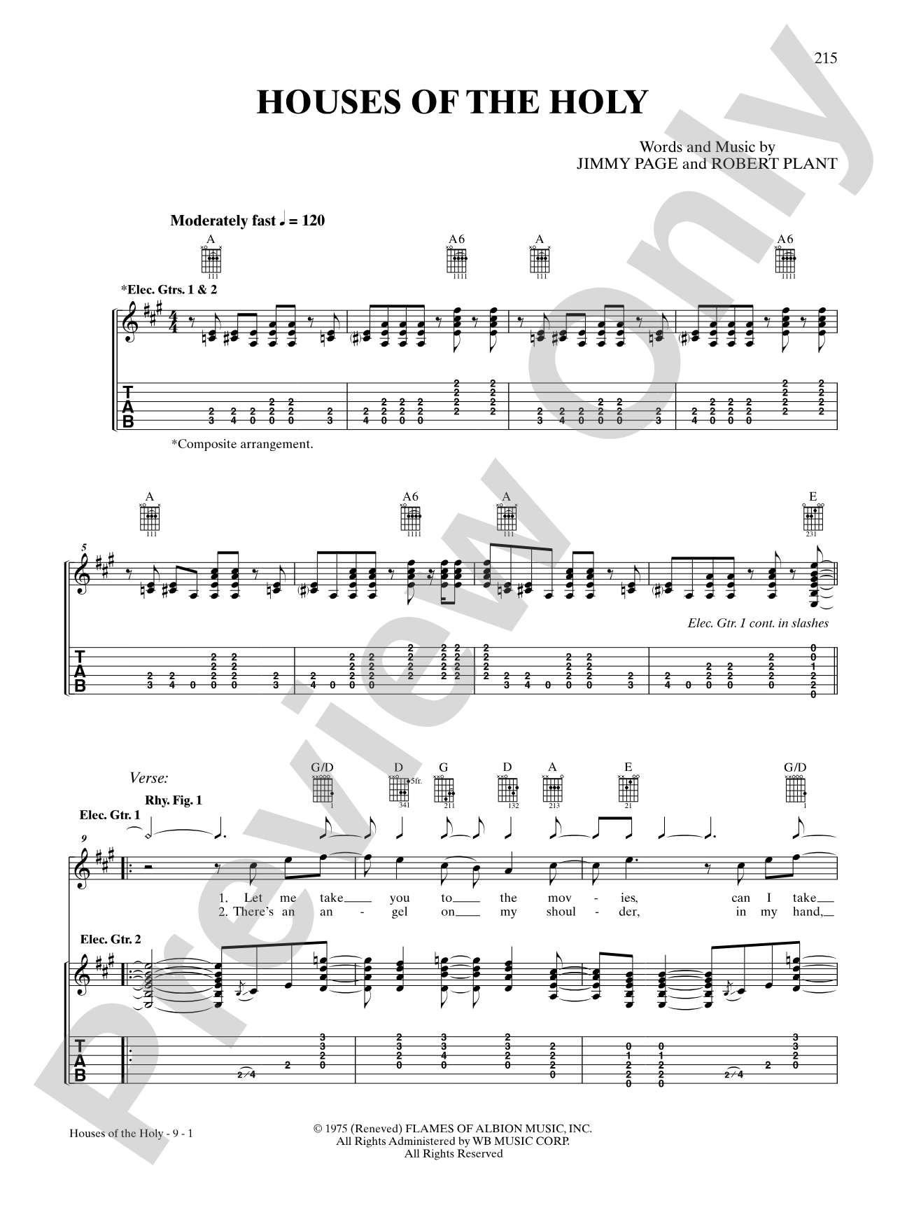 Houses of the Holy: Authentic Guitar TAB