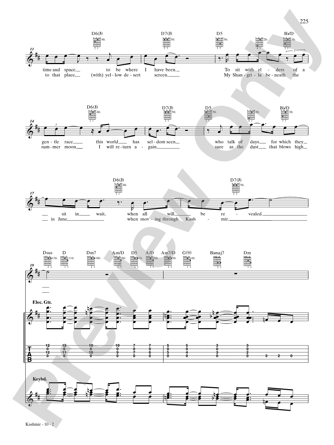 Kashmir: Authentic Guitar TAB