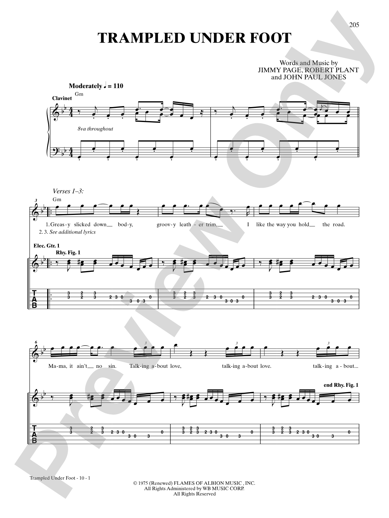 Trampled Under Foot: Authentic Guitar TAB