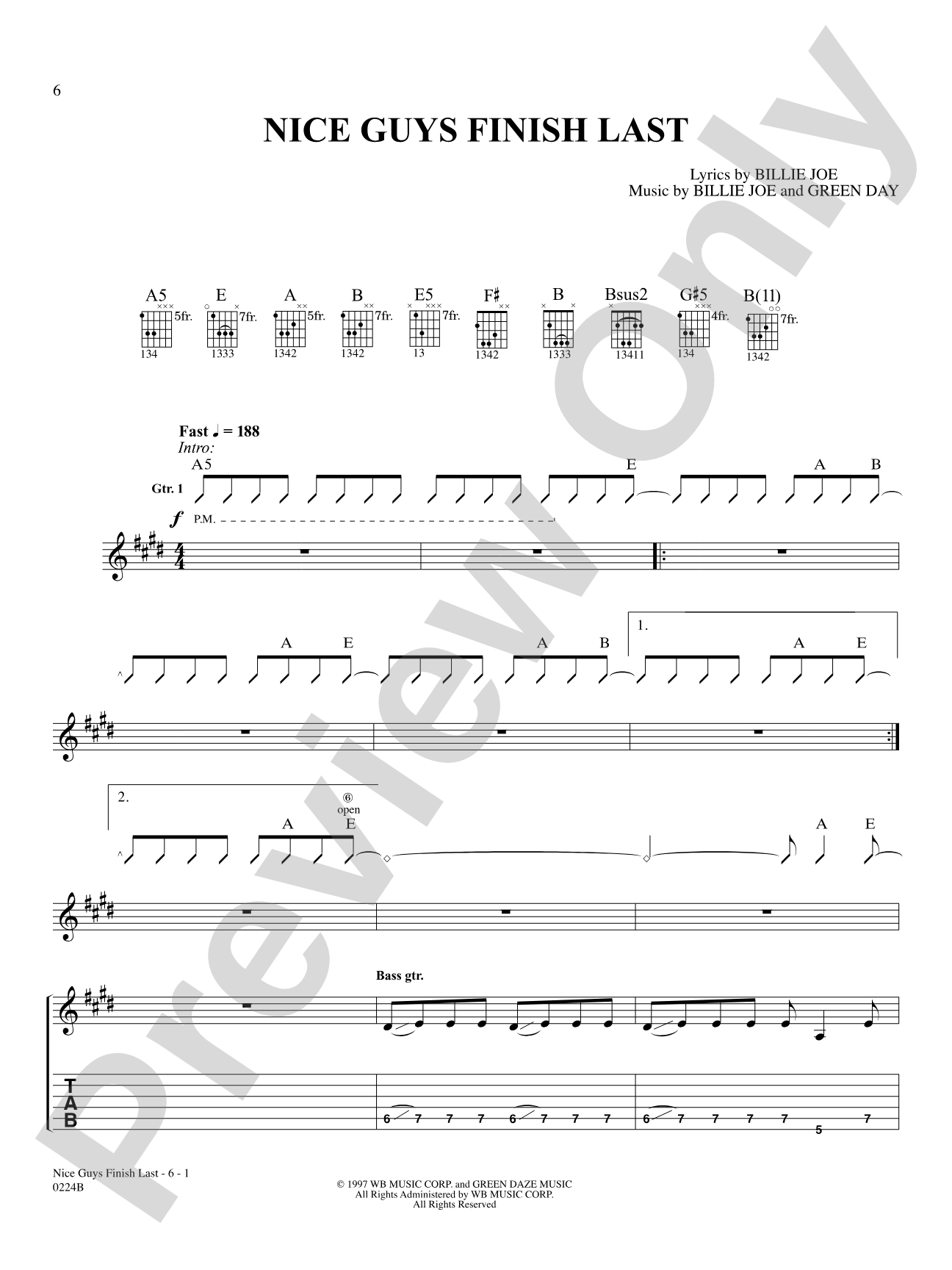 Nice Guys Finish Last: Authentic Guitar TAB
