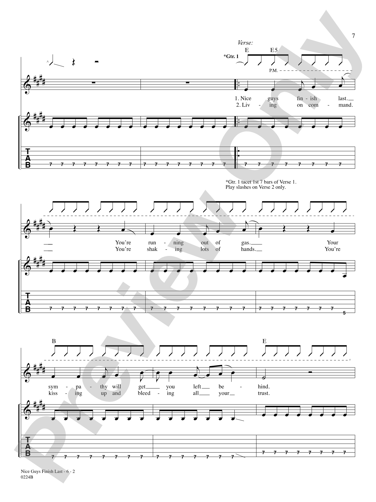 Nice Guys Finish Last: Authentic Guitar TAB