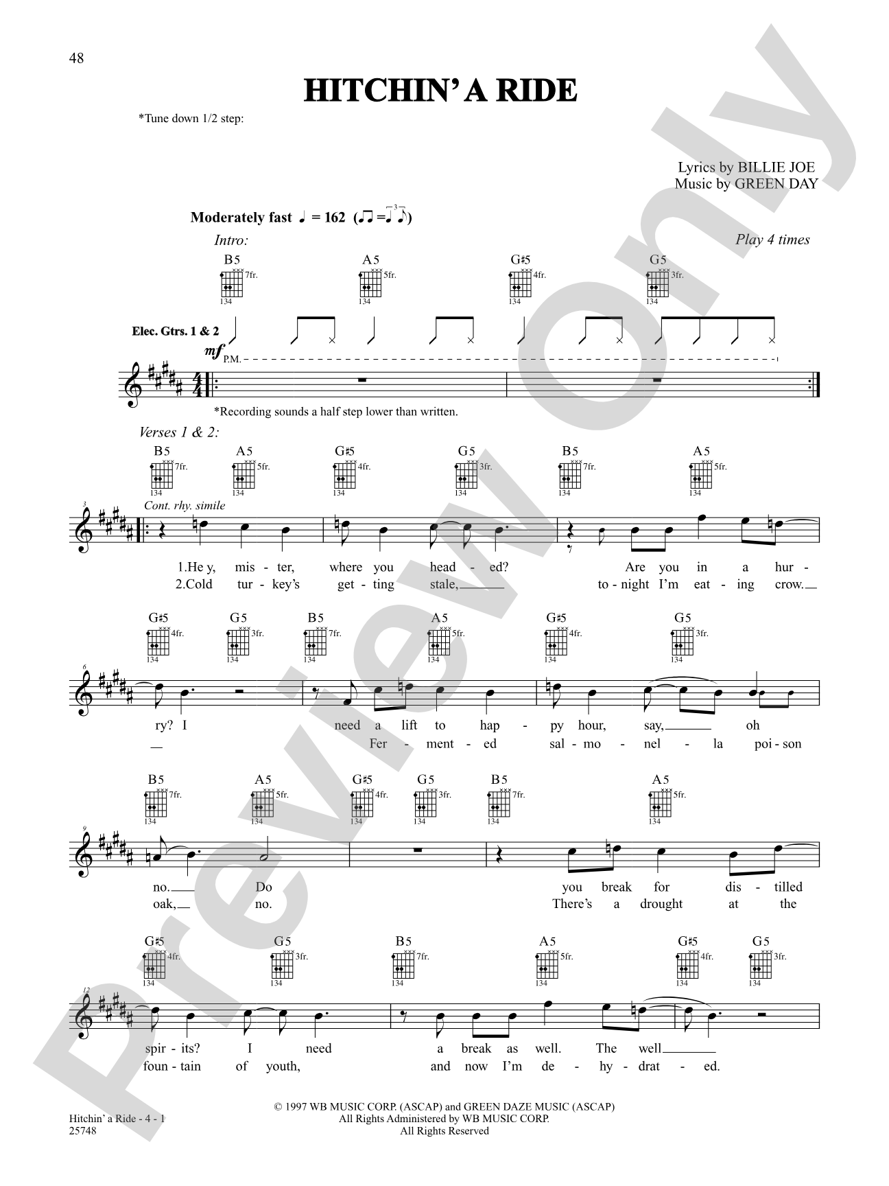 Hitchin' A Ride (Live Version): Authentic Guitar TAB