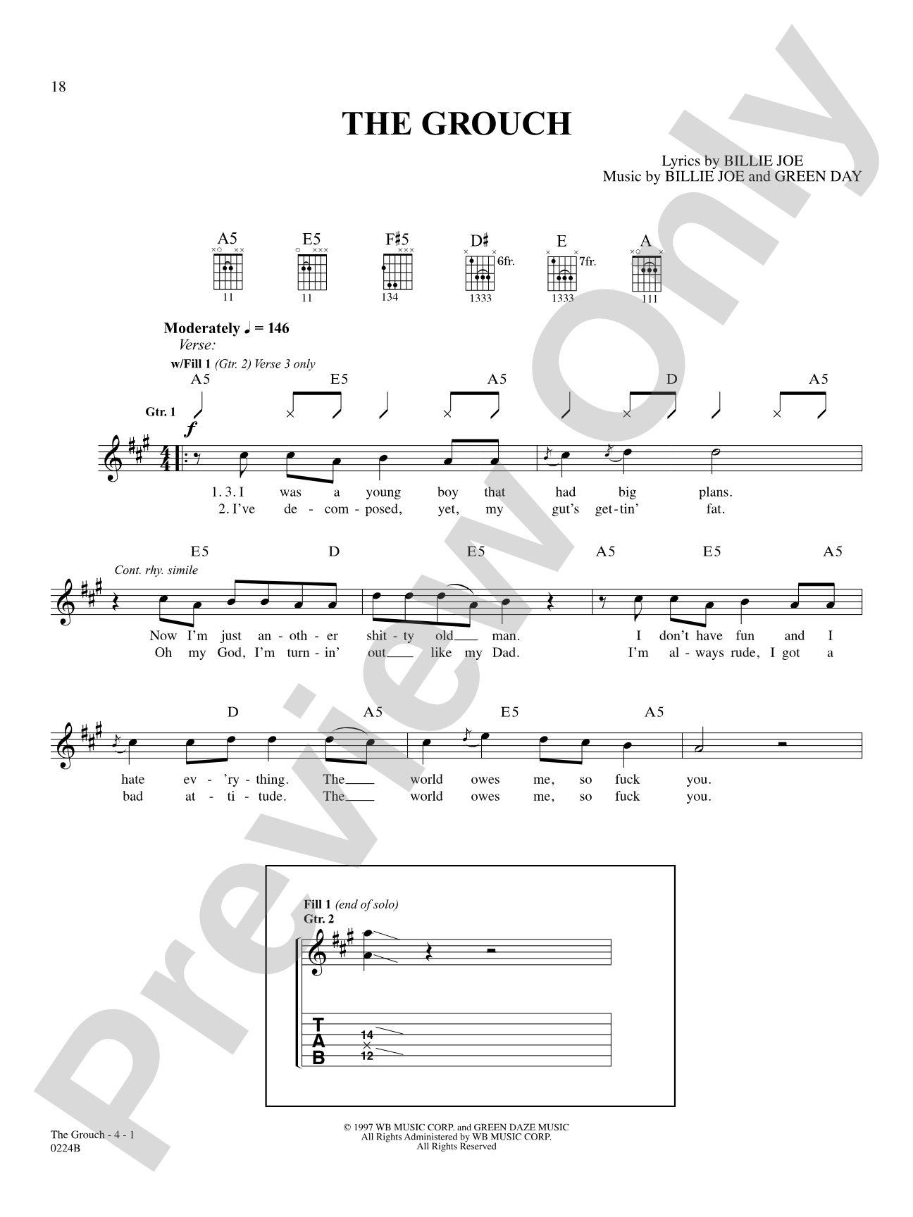 The Grouch: Authentic Guitar TAB