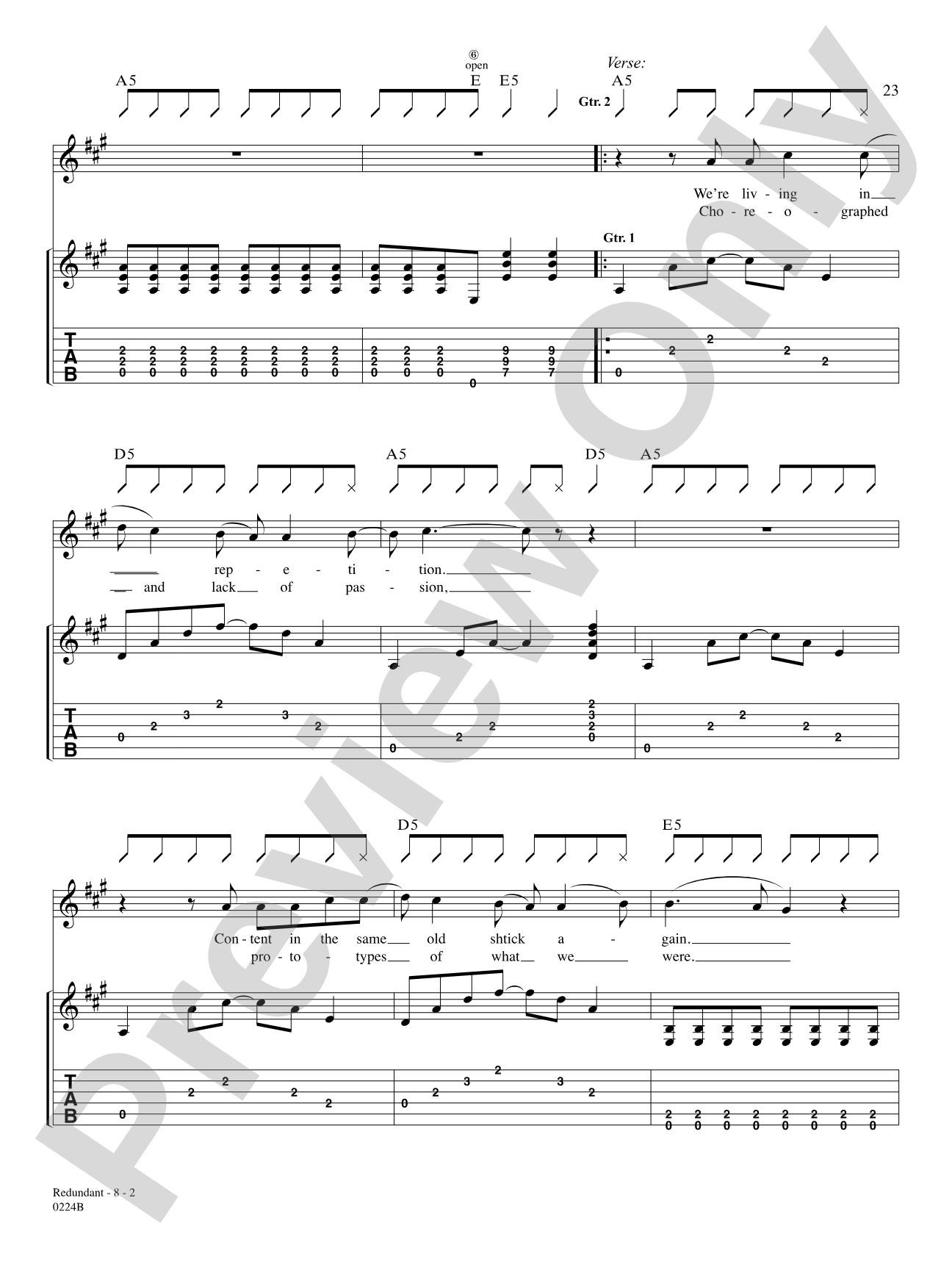 Redundant: Authentic Guitar TAB
