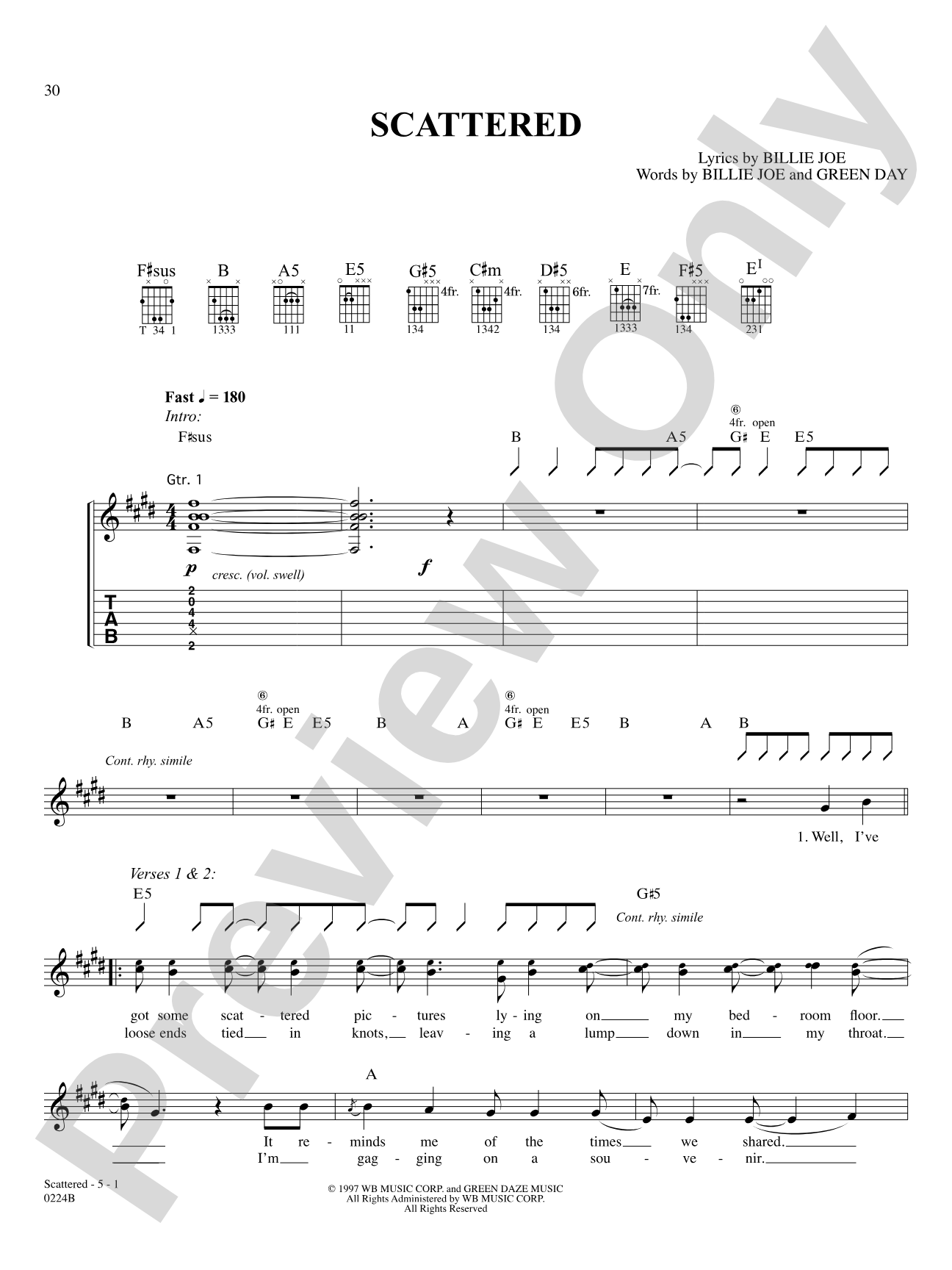 Scattered: Authentic Guitar TAB