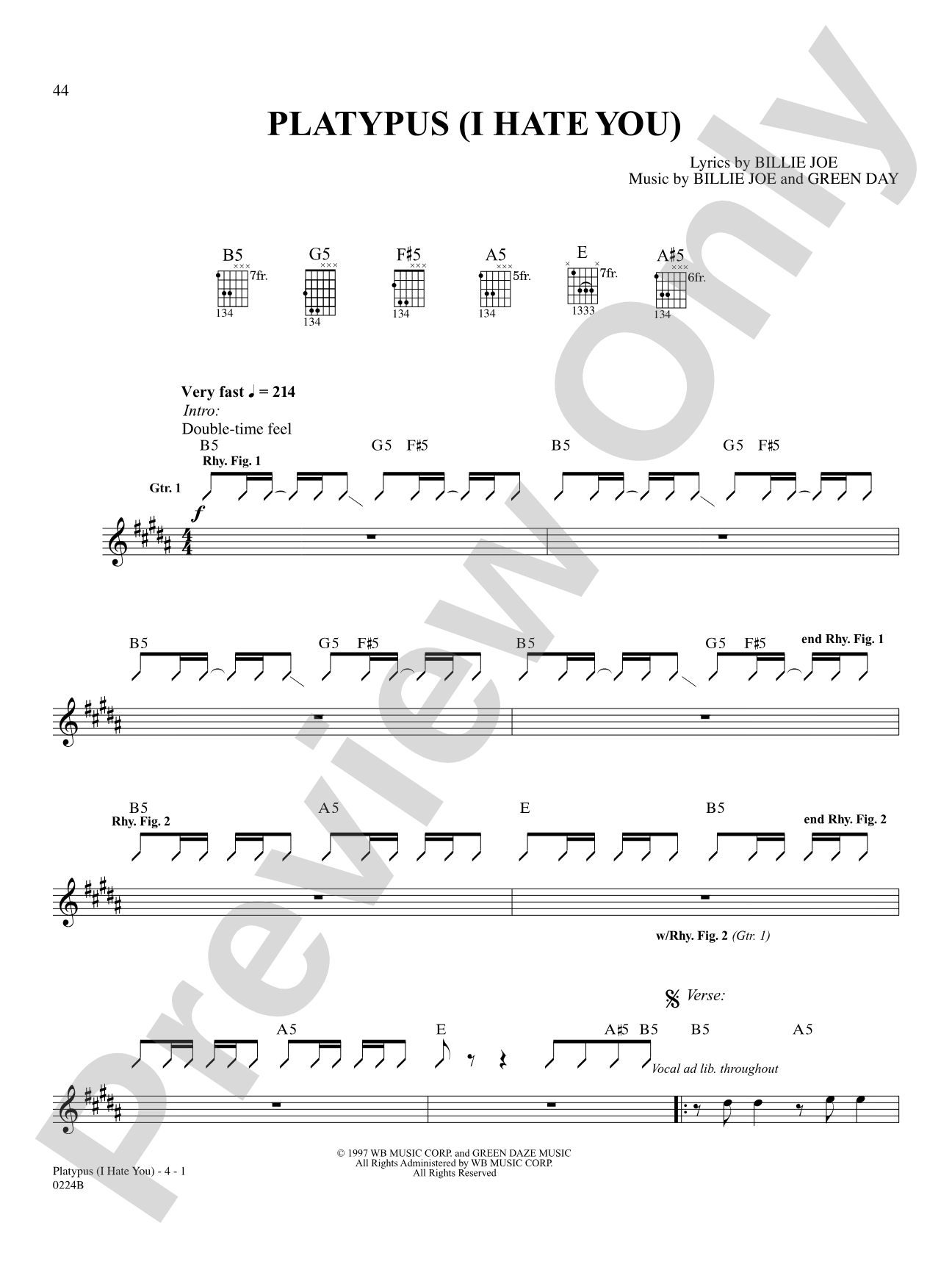 Platypus (I Hate You): Authentic Guitar TAB