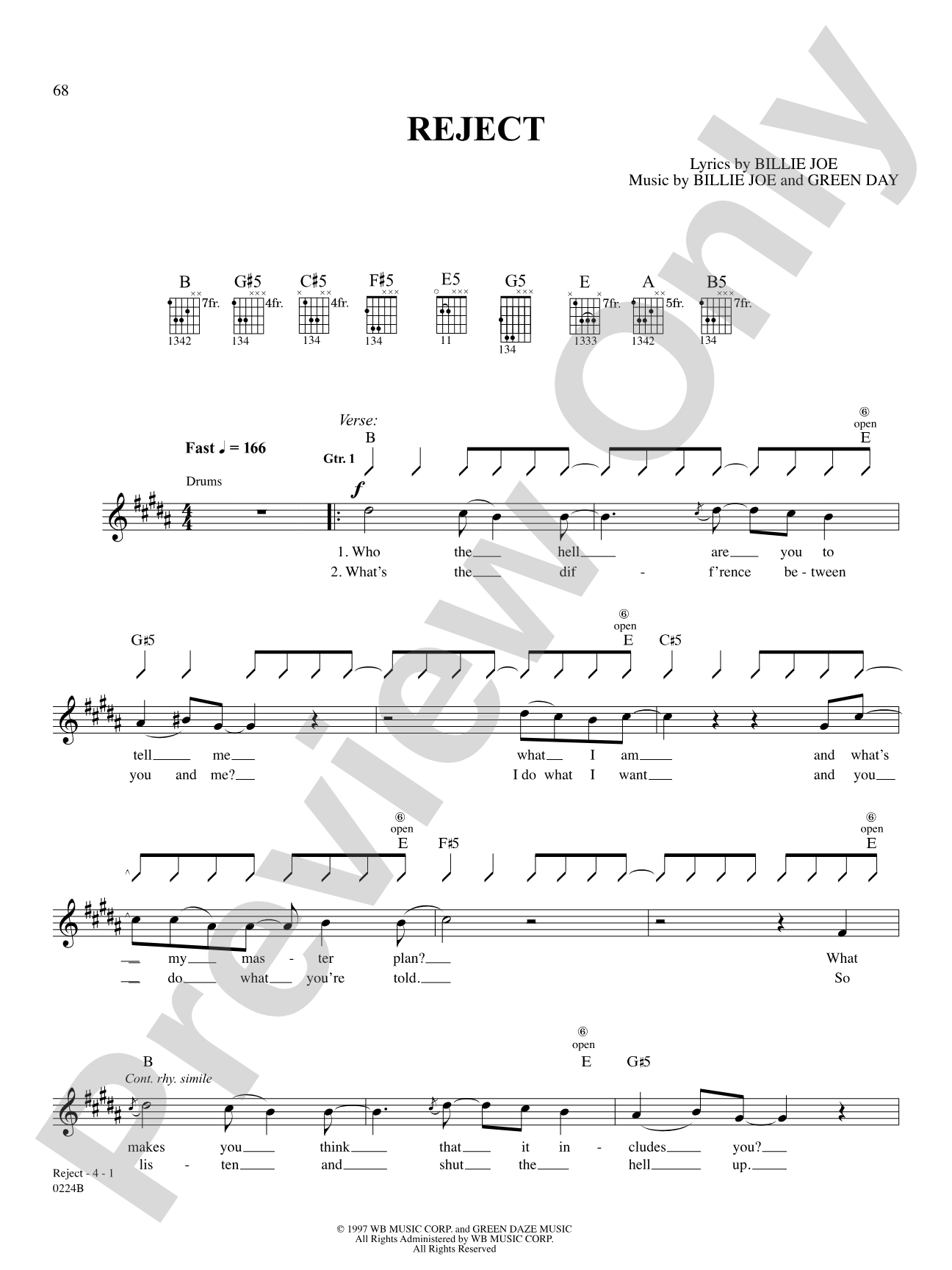 Reject: Authentic Guitar TAB