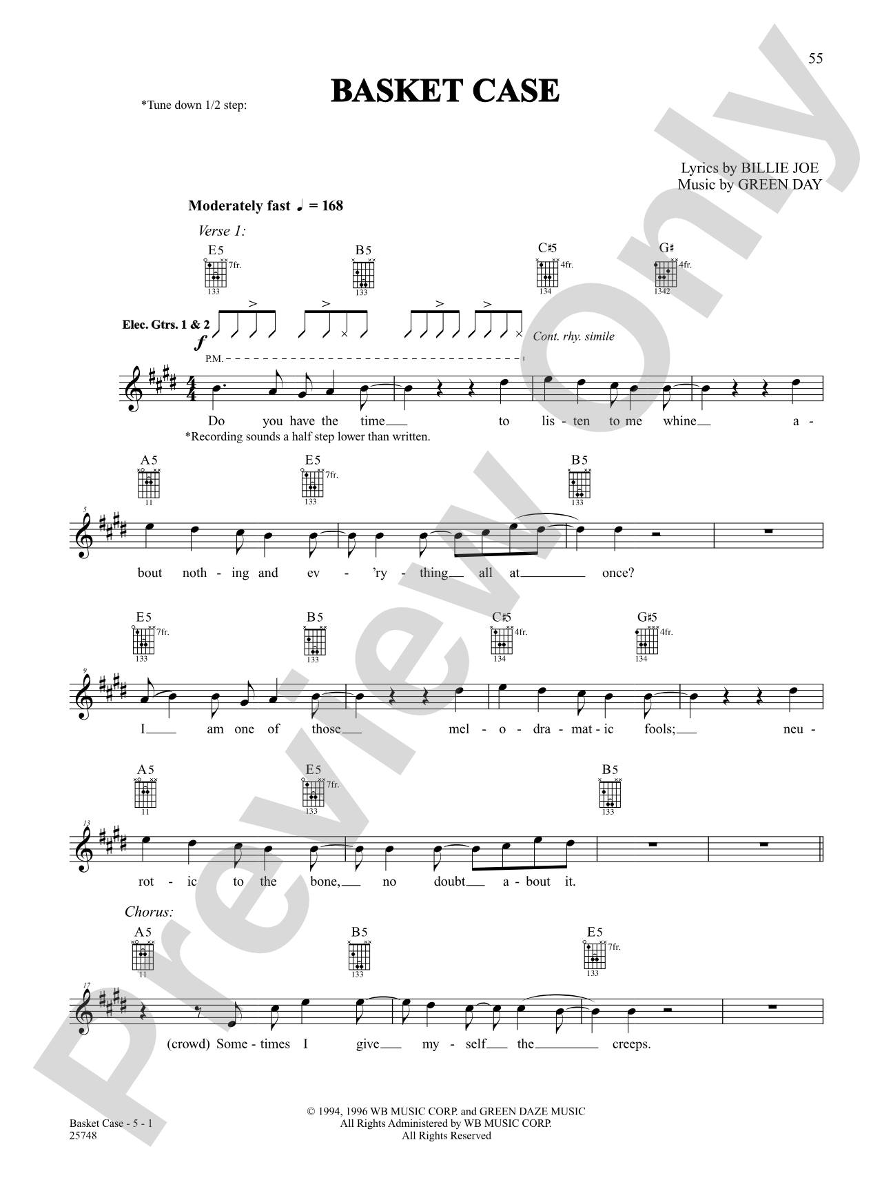 Basket Case (Live Version): Authentic Guitar TAB