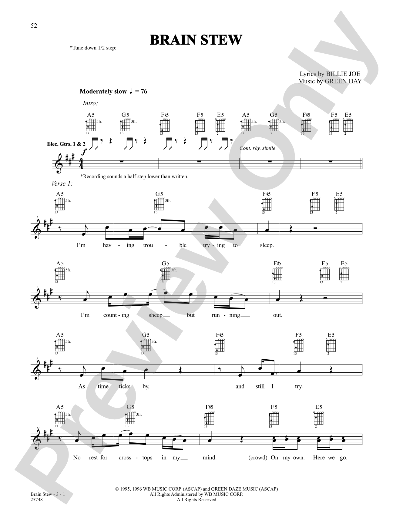 Brain Stew (Live Version): Authentic Guitar TAB