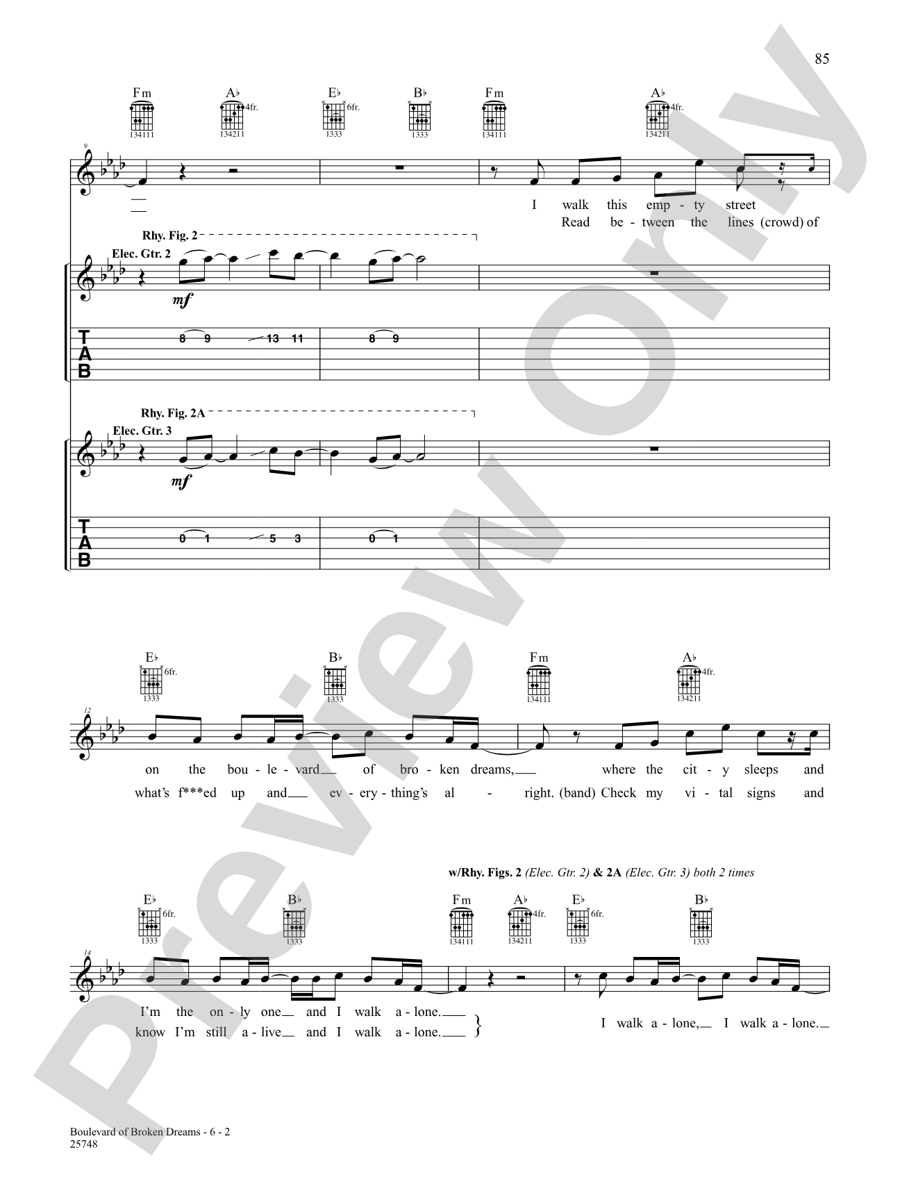 Boulevard Of Broken Dreams (Live Version): Authentic Guitar TAB