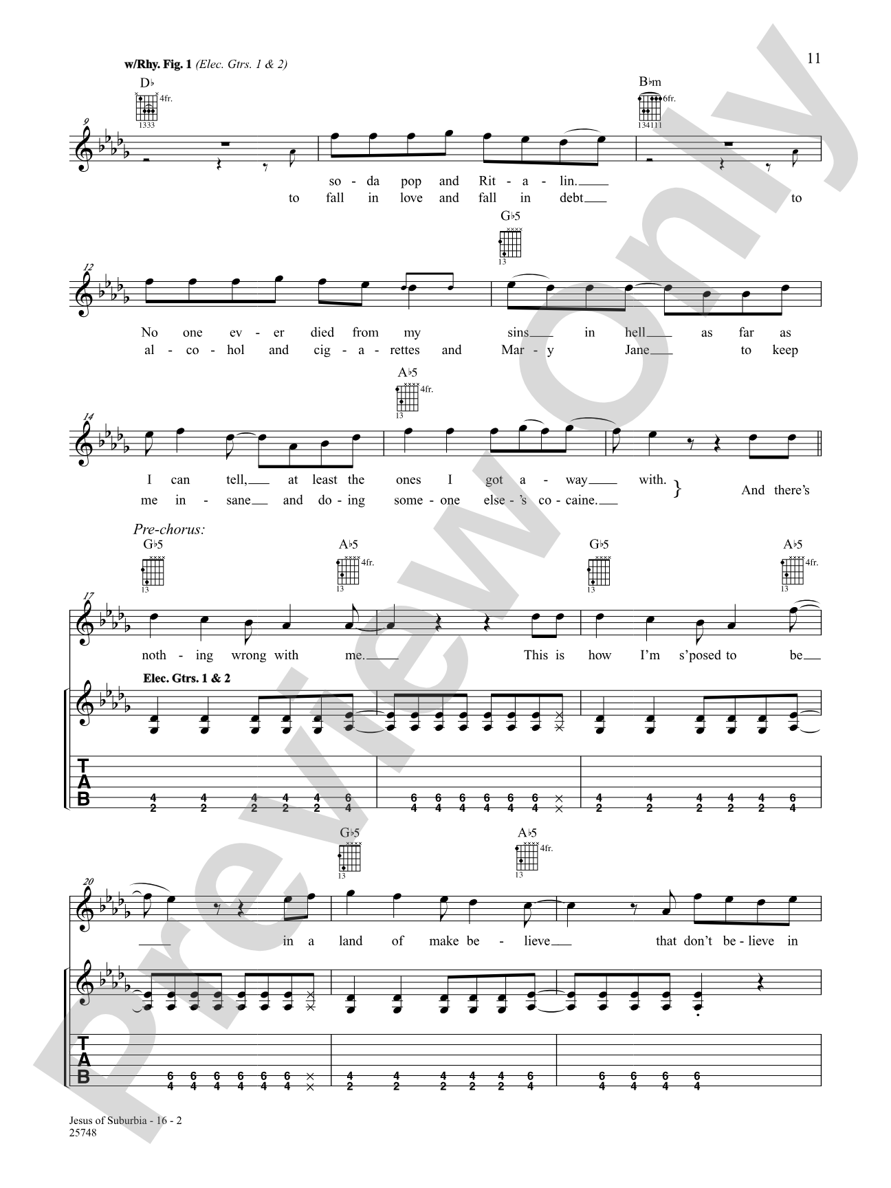 Jesus Of Suburbia (Live Version): Authentic Guitar TAB