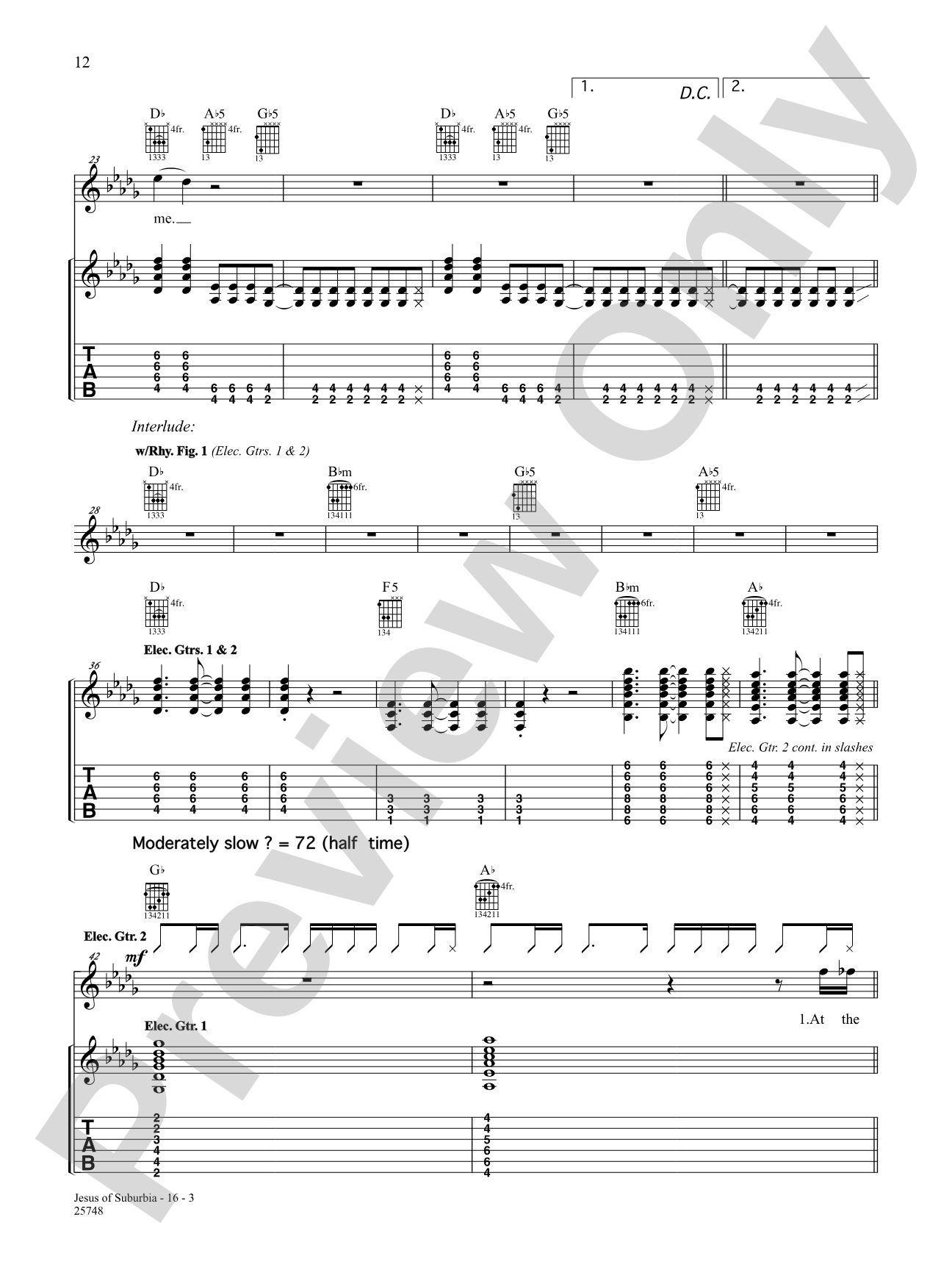 Jesus Of Suburbia (Live Version): Authentic Guitar TAB