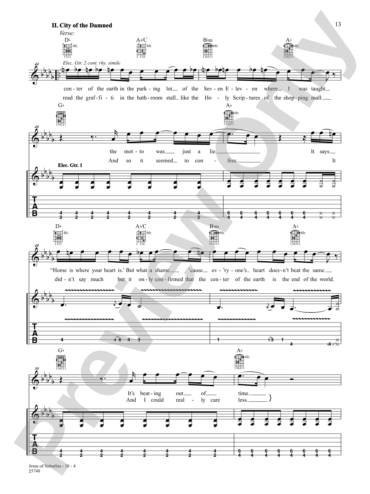 Jesus Of Suburbia (Live Version): Authentic Guitar TAB
