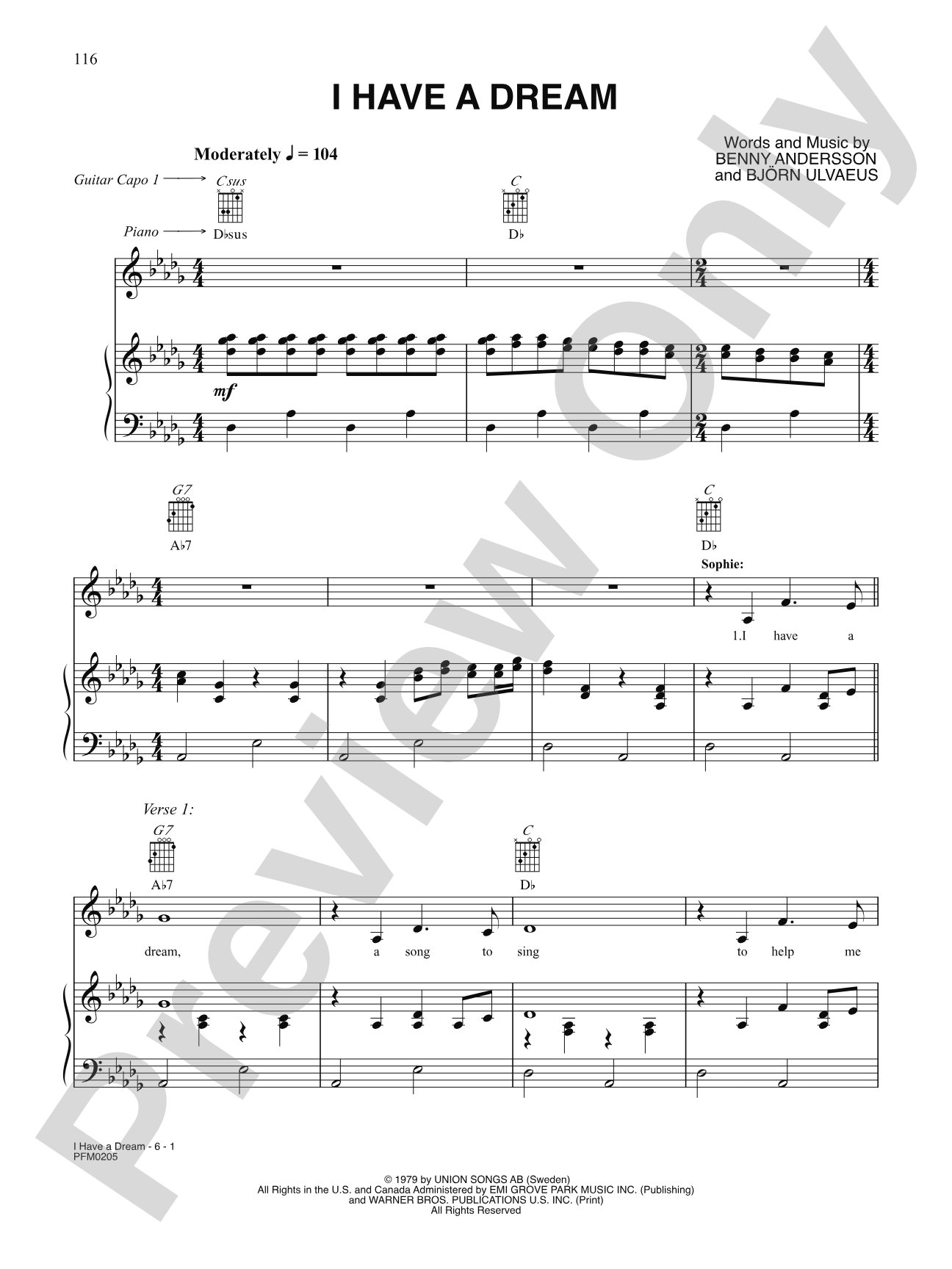 I Have a Dream: Piano/Vocal/Chords