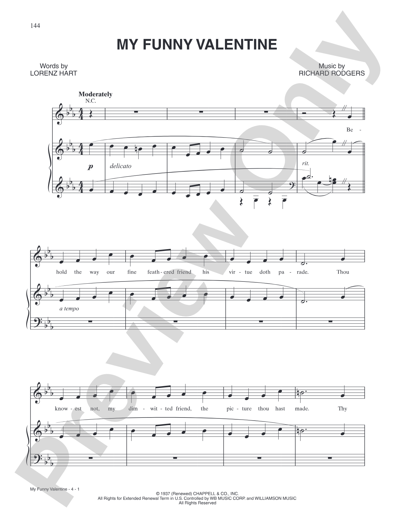 My Funny Valentine: Piano/Vocal/Chords
