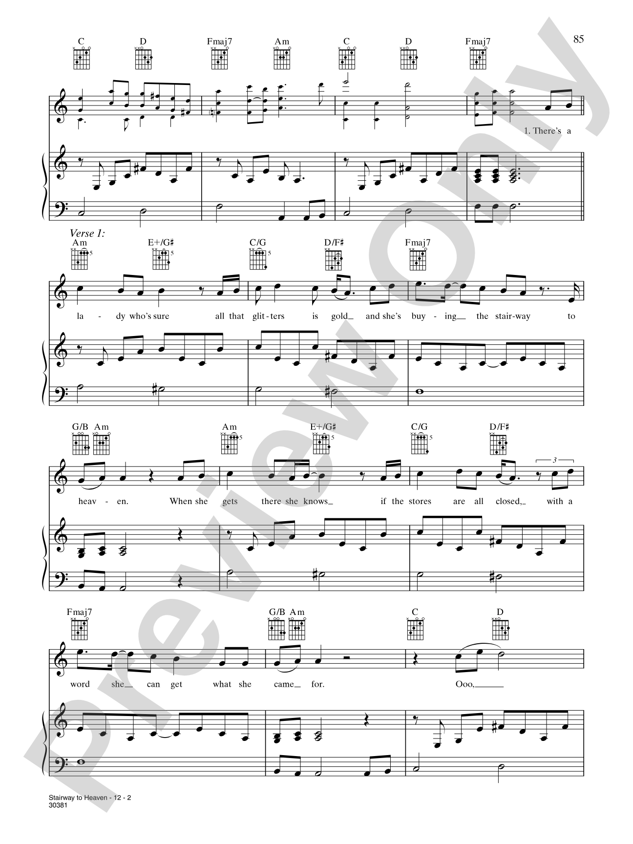 Stairway to Heaven: Piano/Vocal/Chords