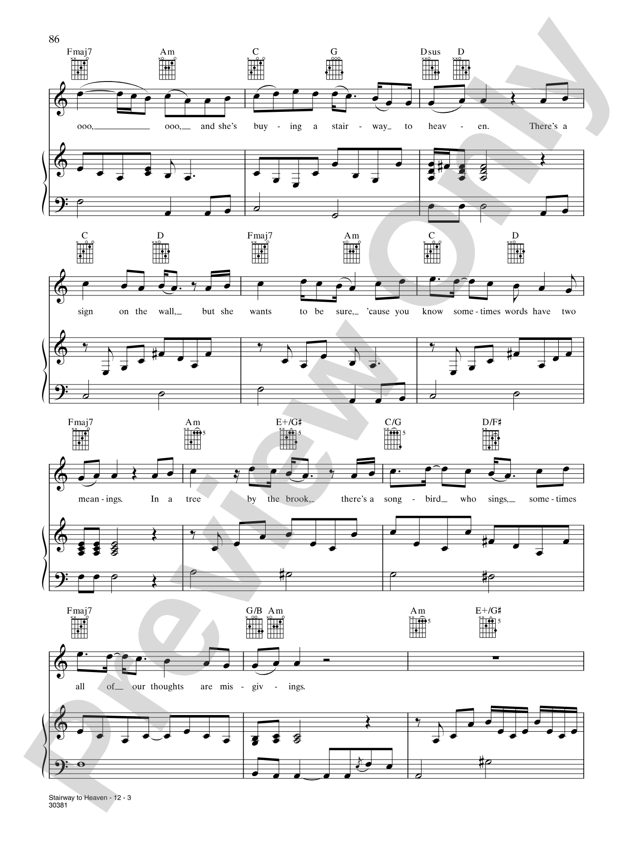 Stairway to Heaven: Piano/Vocal/Chords