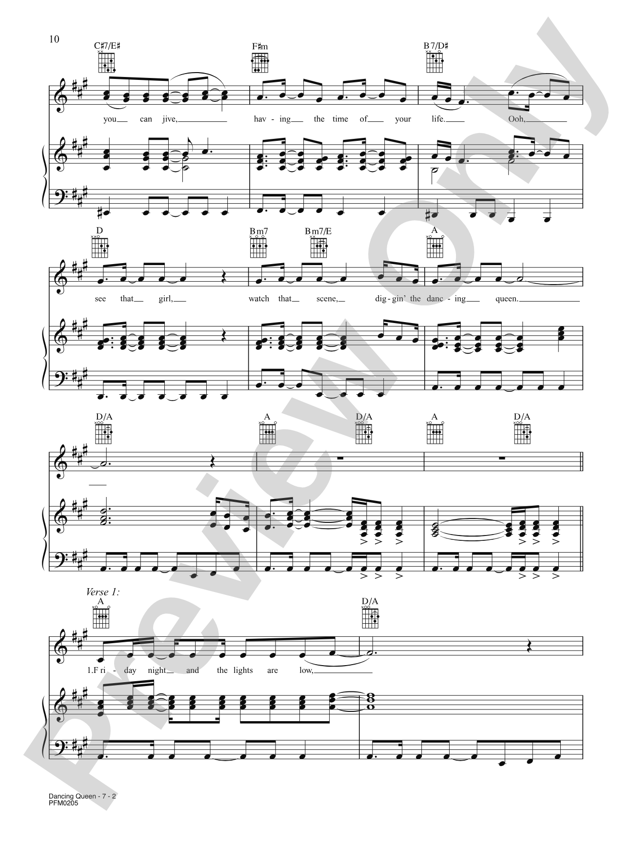 Dancing Queen: Piano/Vocal/Chords
