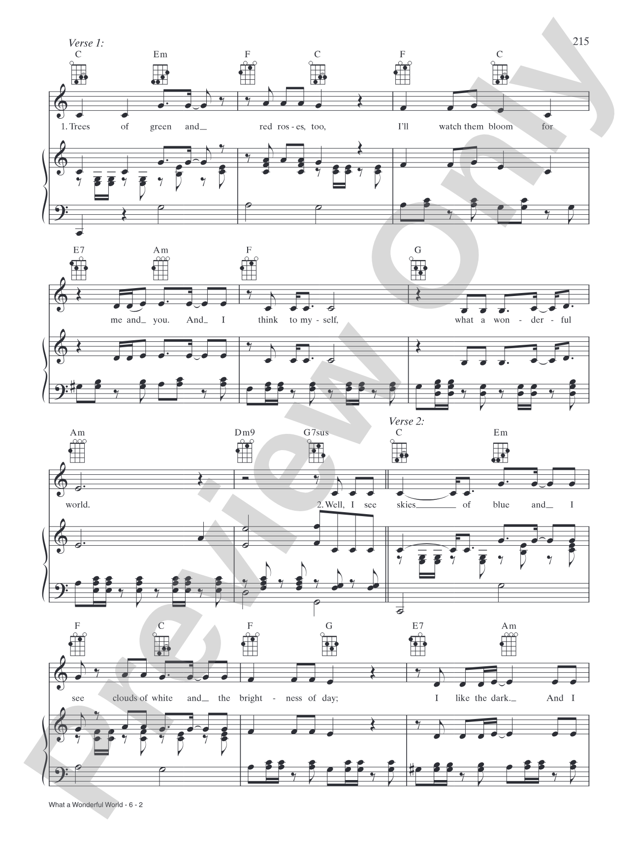 What a Wonderful World: Piano/Vocal/Chords