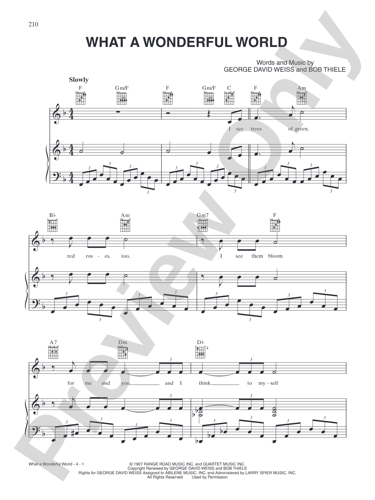 What a Wonderful World: Piano/Vocal/Chords