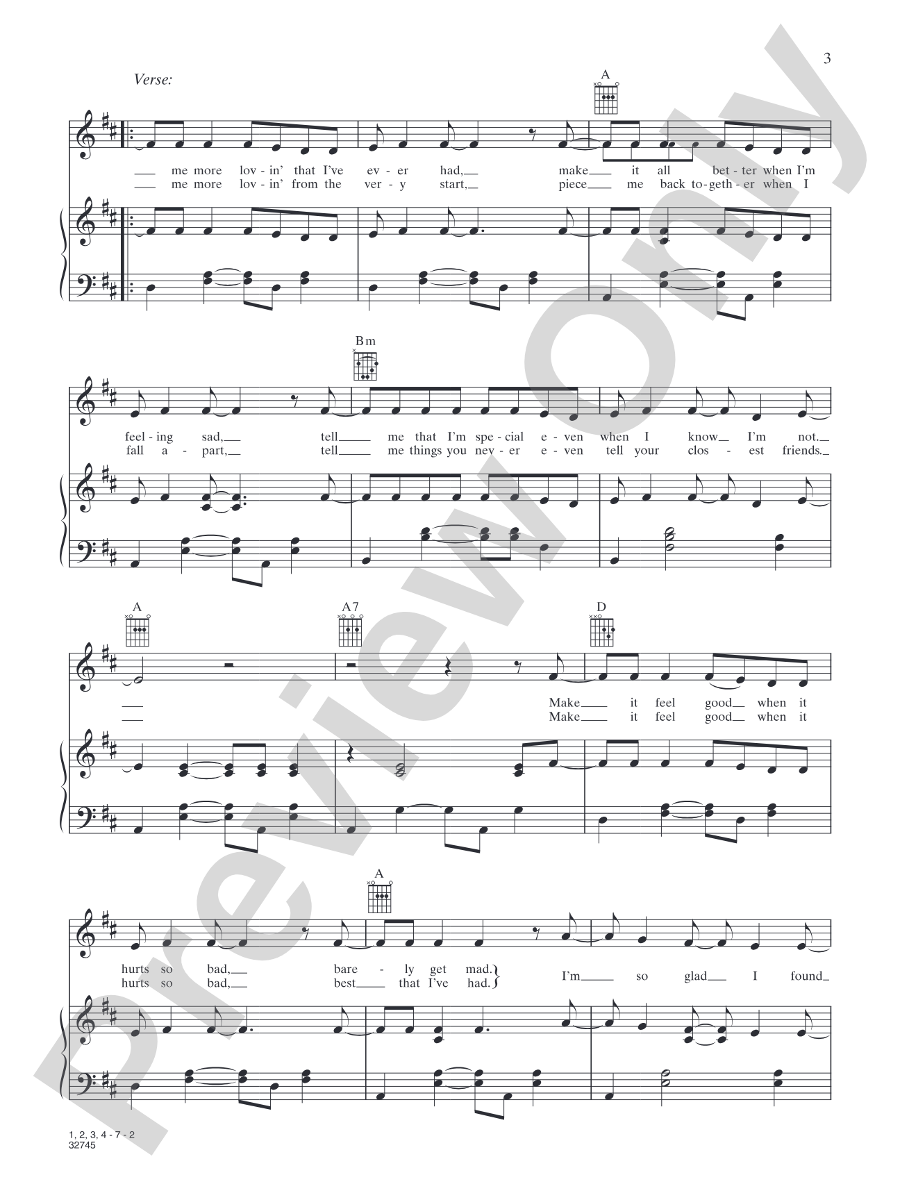 1, 2, 3, 4: Piano/Vocal/Chords