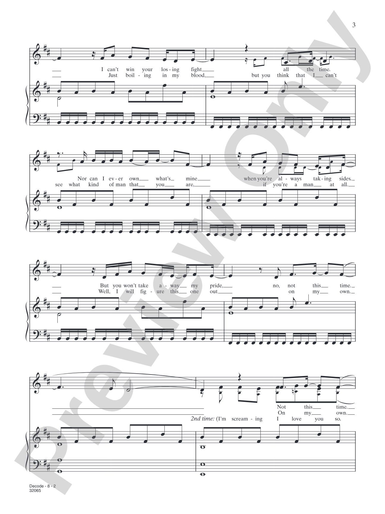 Decode: Piano/Vocal/Chords