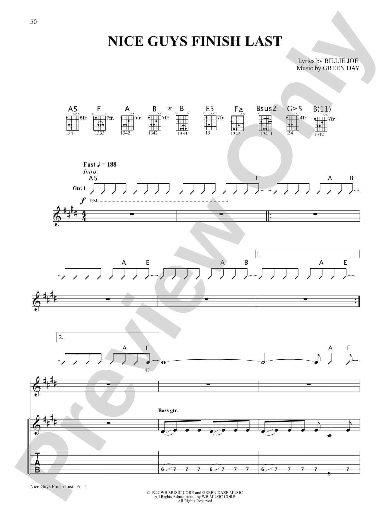 Nice Guys Finish Last: Authentic Guitar TAB
