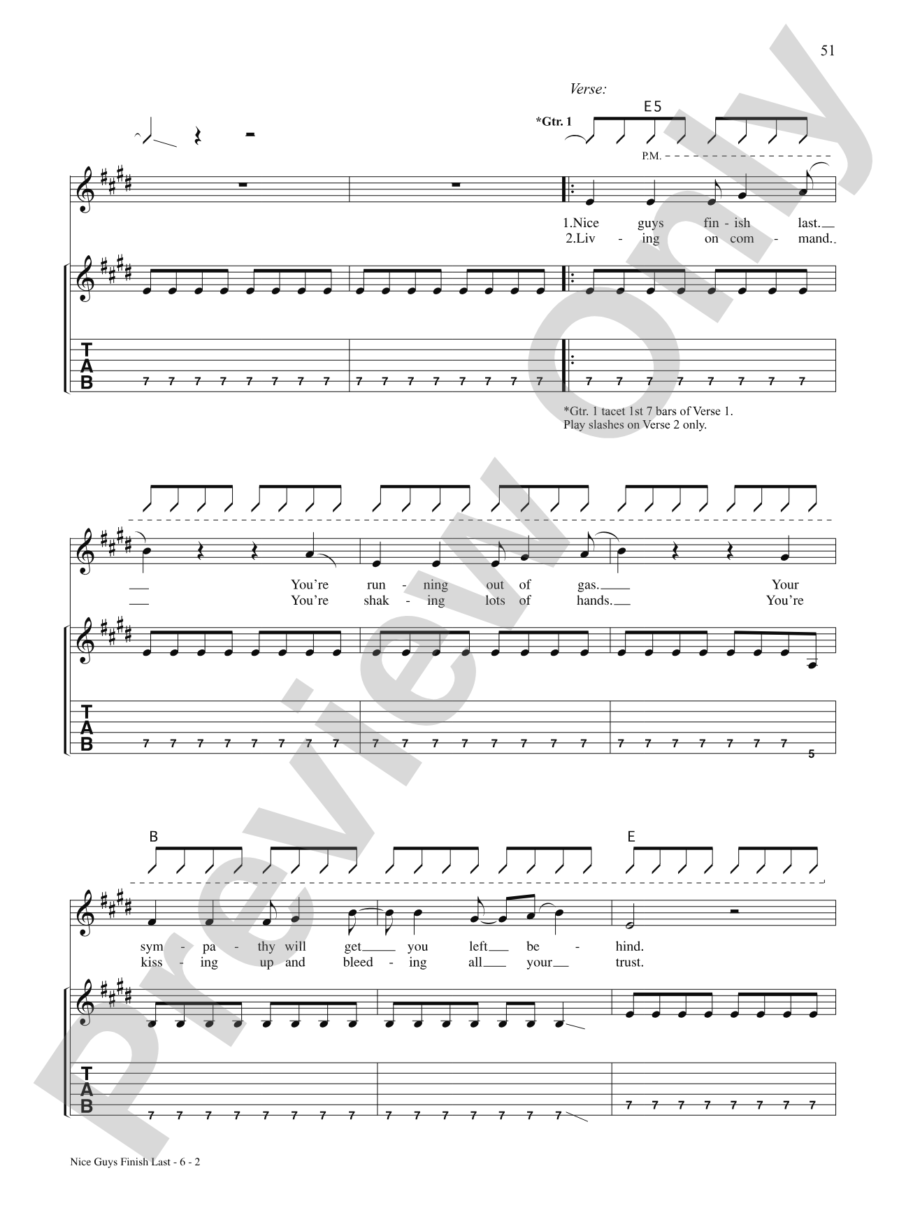 Nice Guys Finish Last: Authentic Guitar TAB