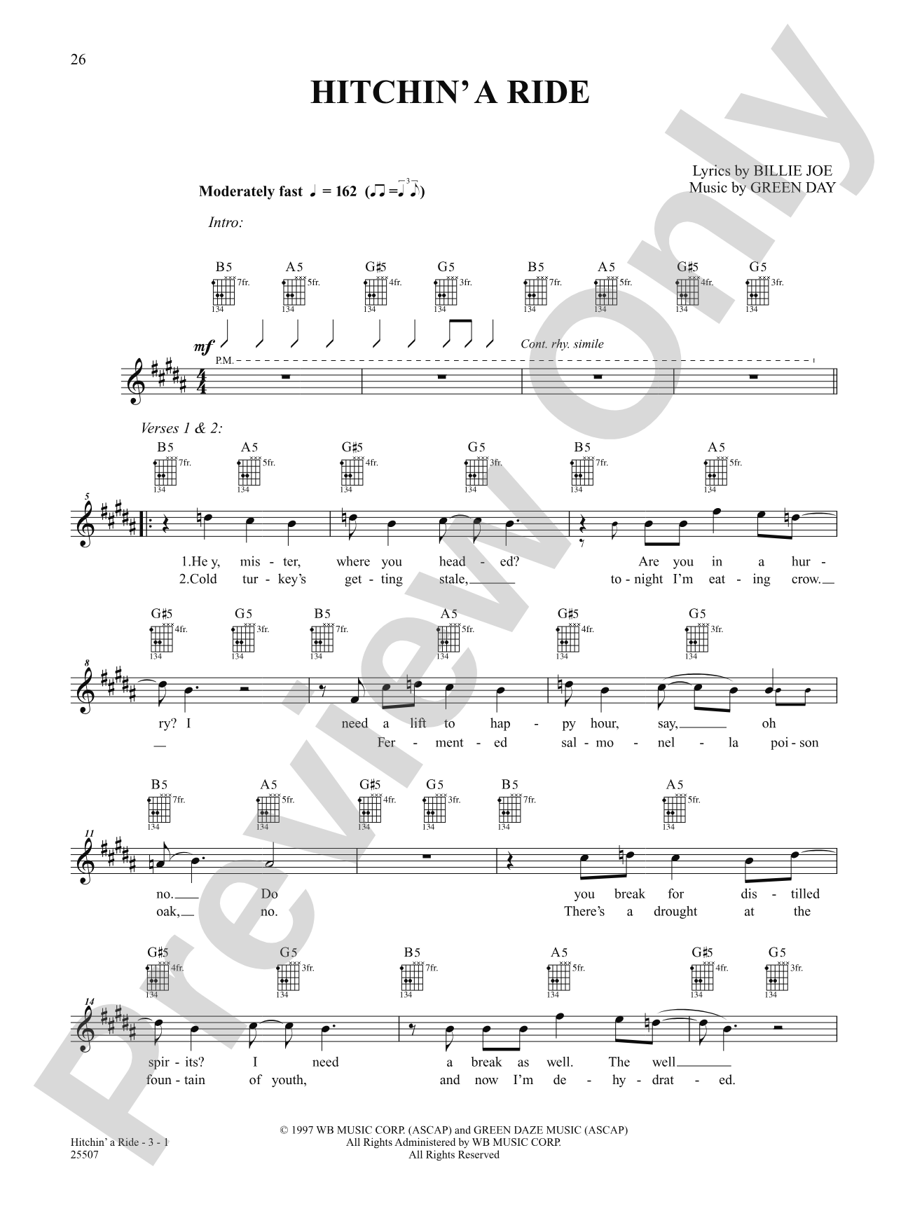 Hitchin' a Ride: Easy Guitar