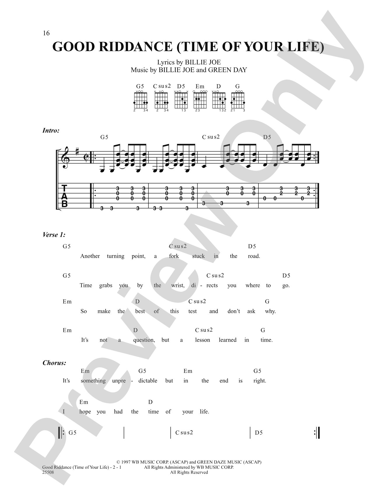 Good Riddance (Time of Your Life): Strum and Sing